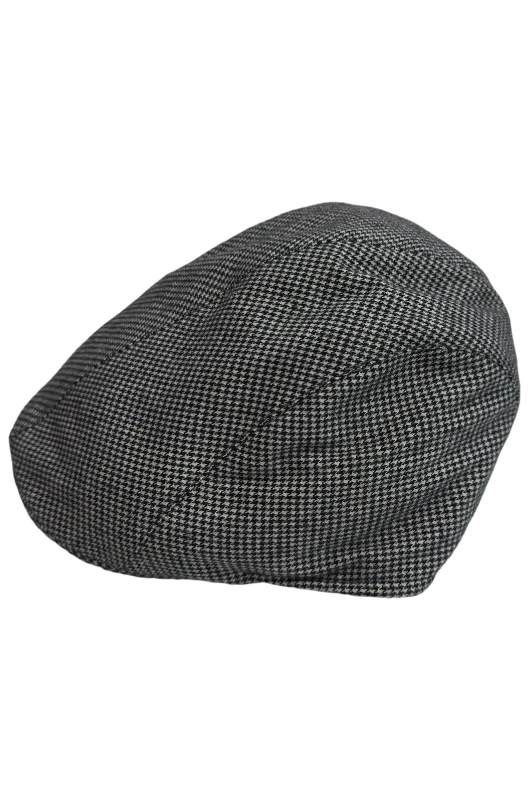 Cappello da uomo nero fantasia pied de poule modello becco d'oca in pura lana flanella Carillo Drapers made in italy