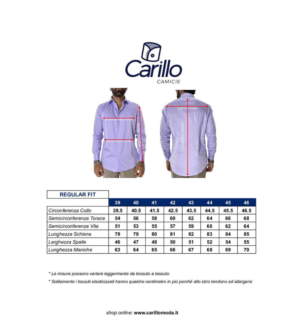 Camicia Uomo Regular fit cotone elastico Collo semi francese tinta unita made in italy