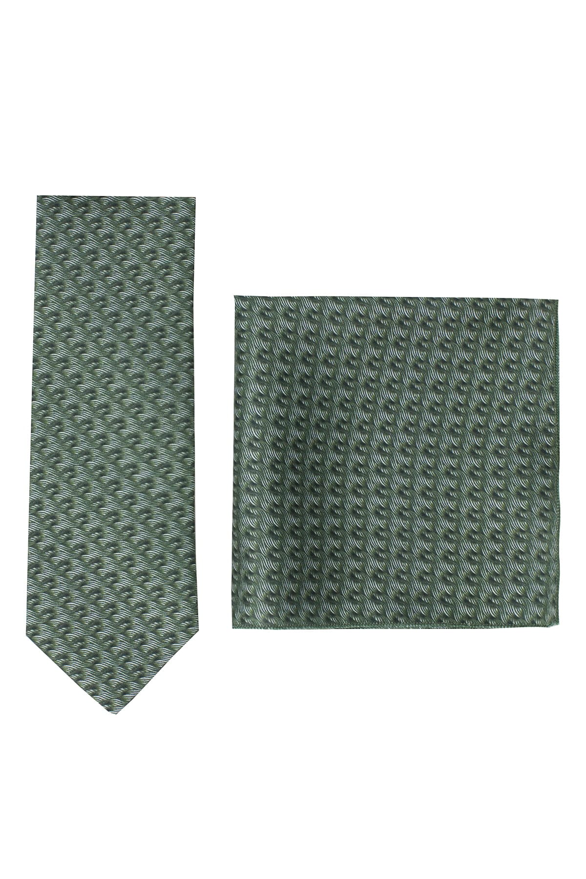 Cravatta uomo fantasia nodi compresa di pochette abbinata effetto seta