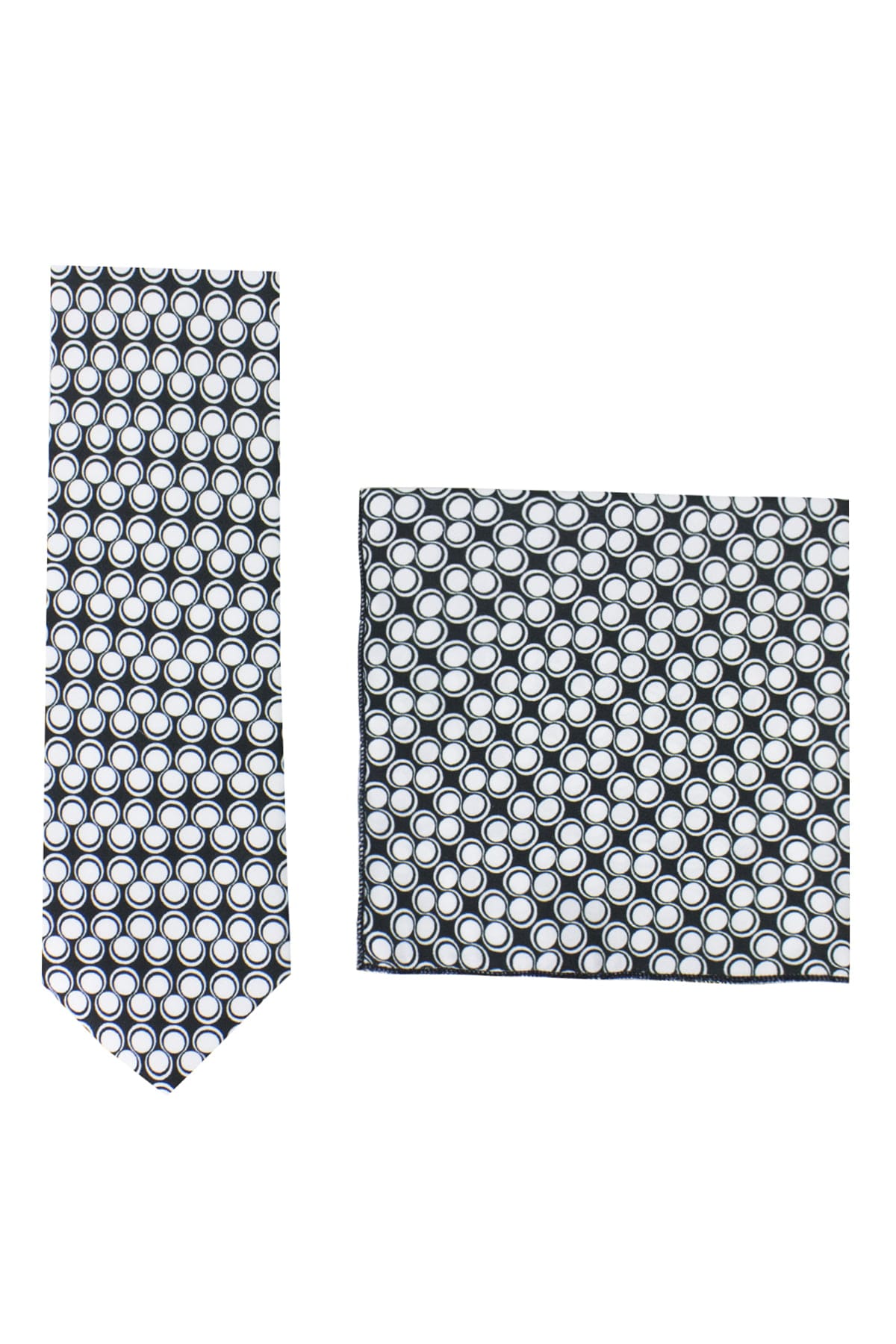 Cravatta uomo fantasia geomerico 4  compresa di pochette abbinata effetto seta