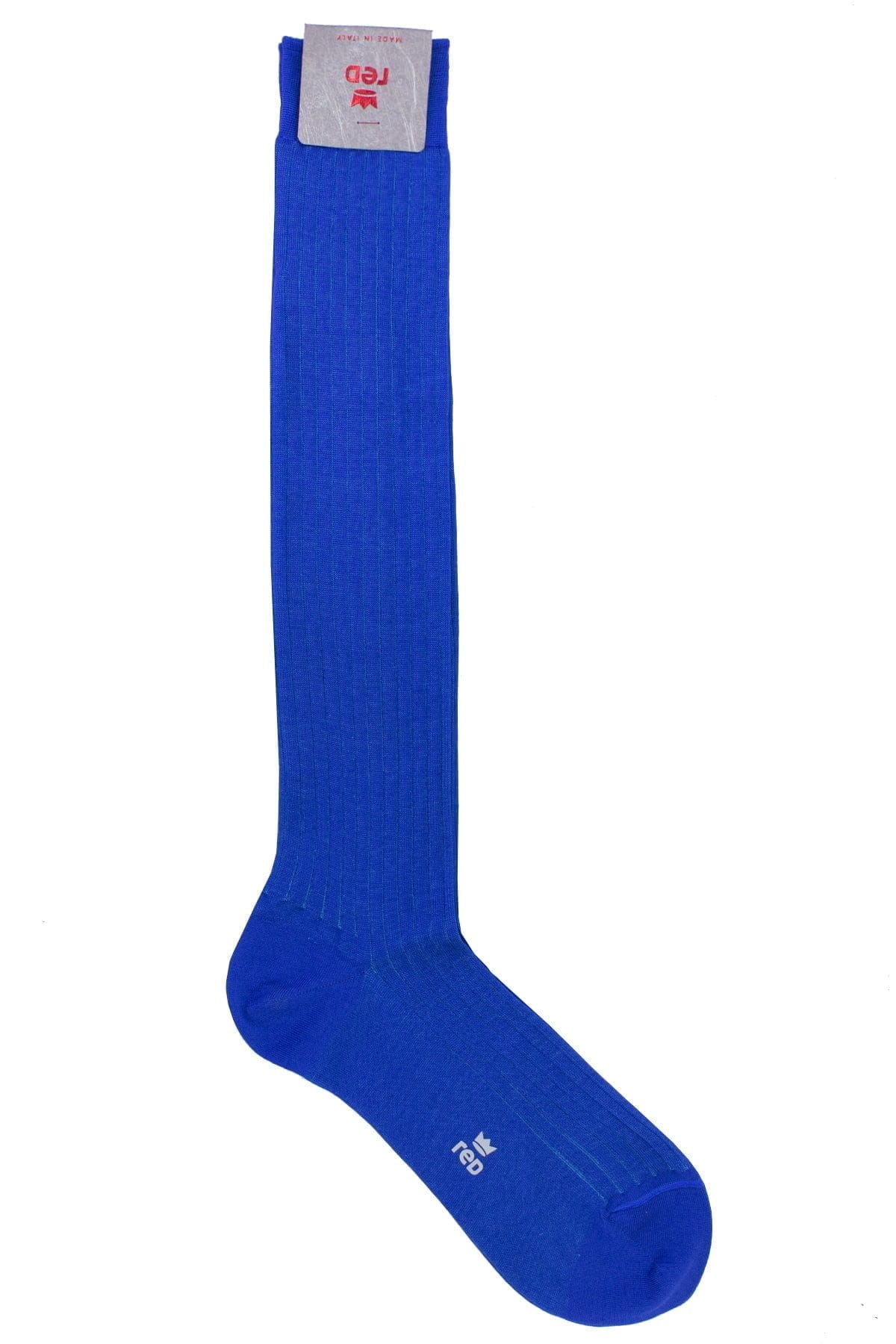 Calzini uomo a costa colore in contrasto in cotone lunghezza ginocchio made in italy