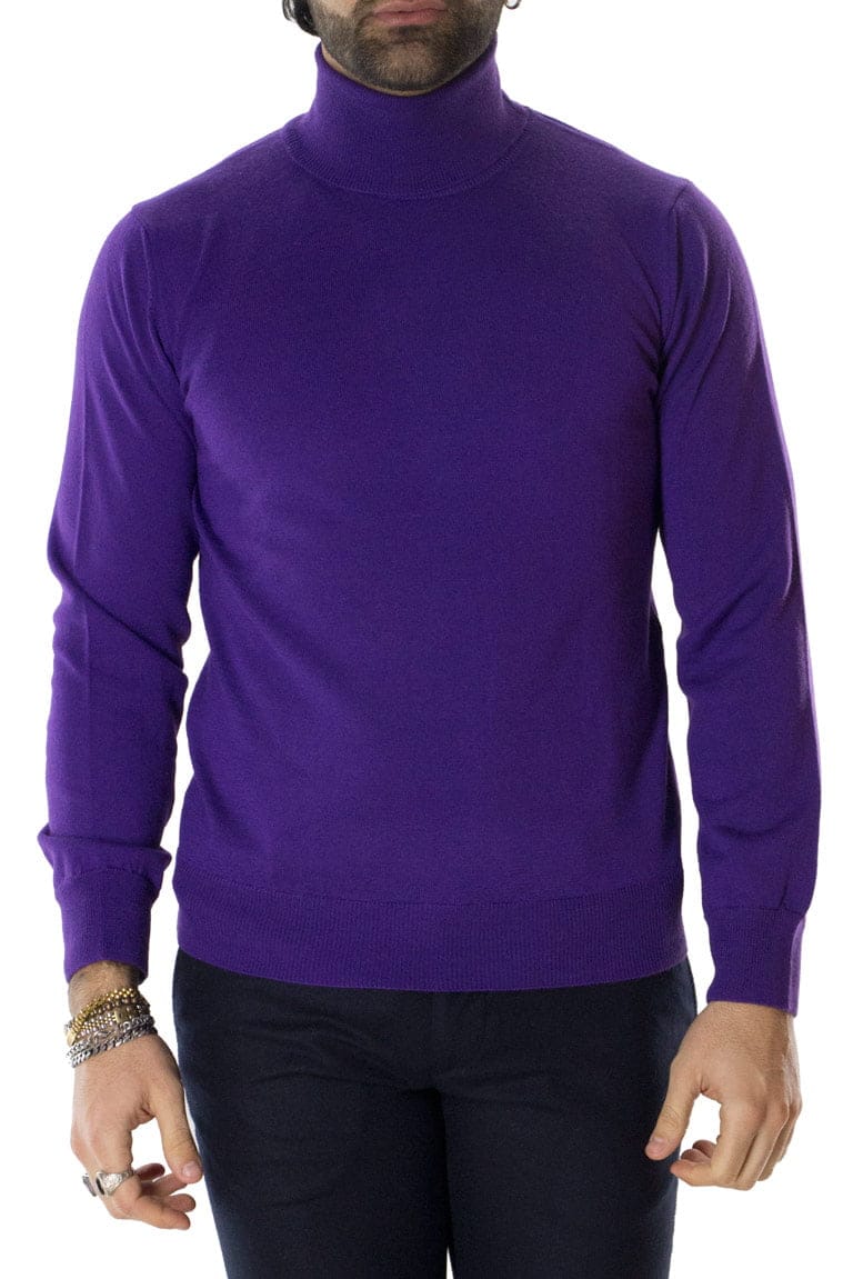 Maglioncini dolcevita uomo tinta unita lana merinos extra slim fit made in italy