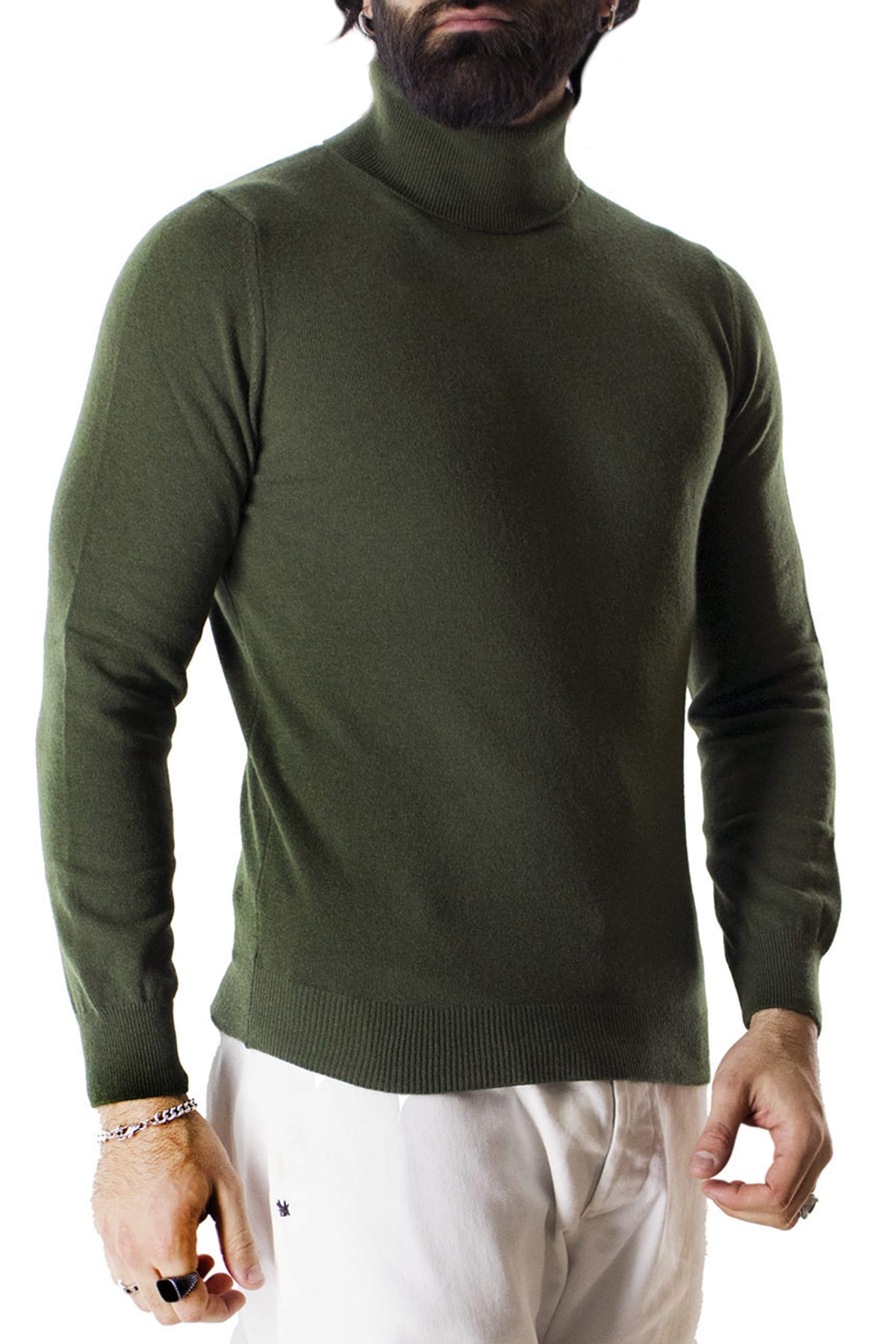 Maglione uomo Collo Alto in cashmere slim fit made in italy invernale