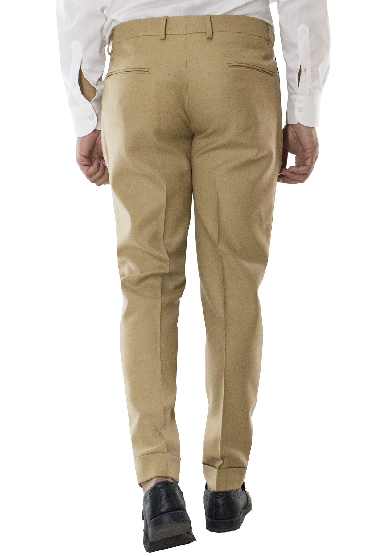 Pantalone uomo corda in lana con doppia pinces e risvolto 4cm