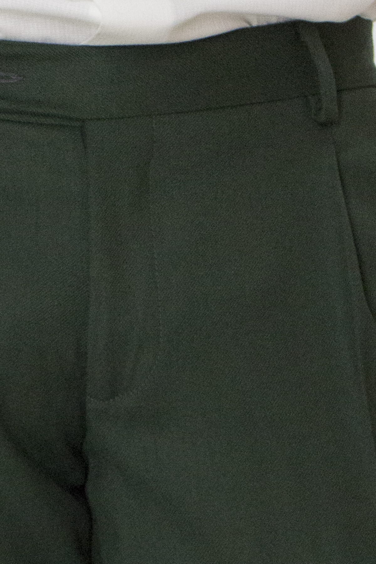 Pantalone uomo militare in lana con doppia pinces e risvolto 4cm