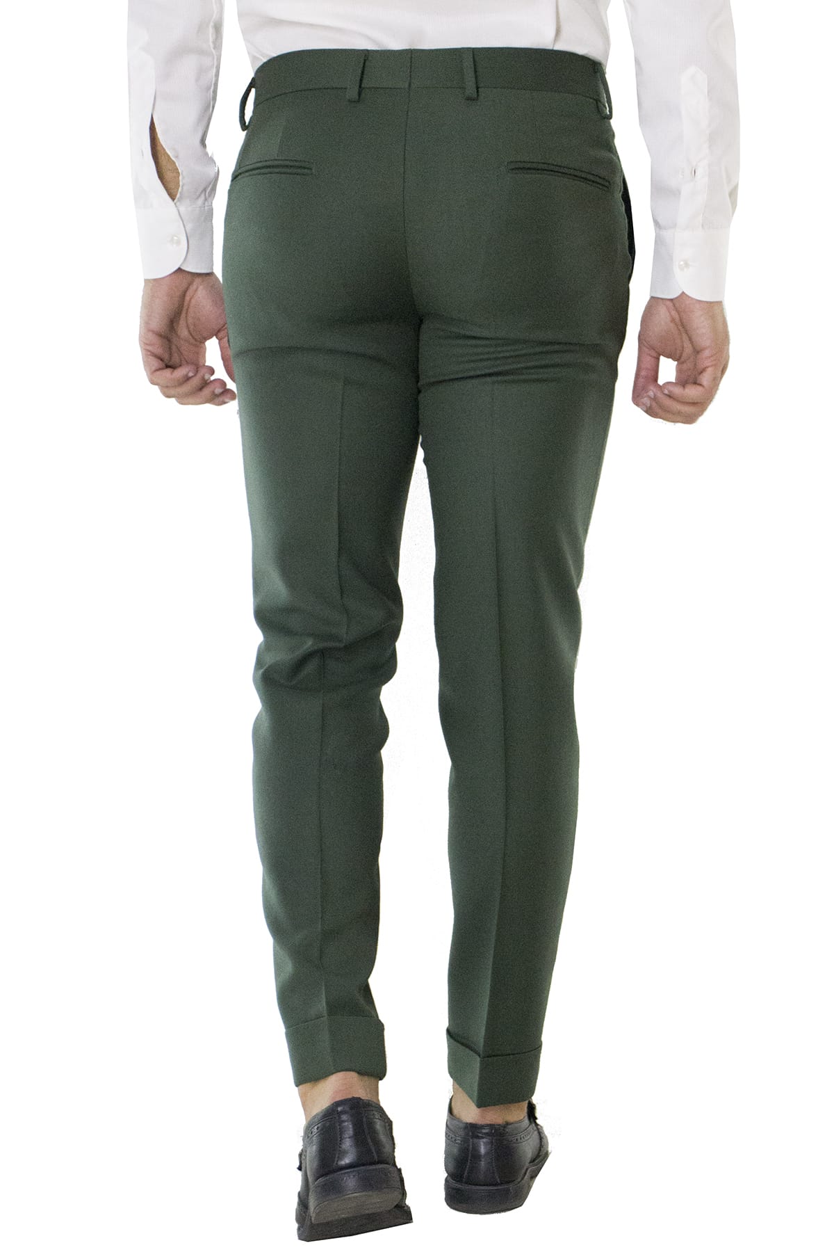 Pantalone uomo militare in lana con tasche america e risvolto 4cm