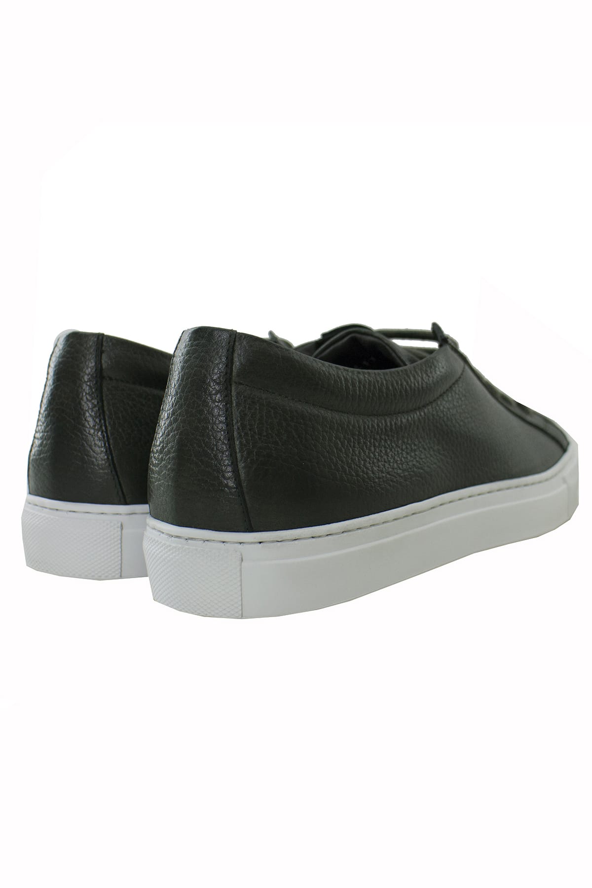Sneakers uomo militare in vera pelle con suola in gomma bianca made in italy