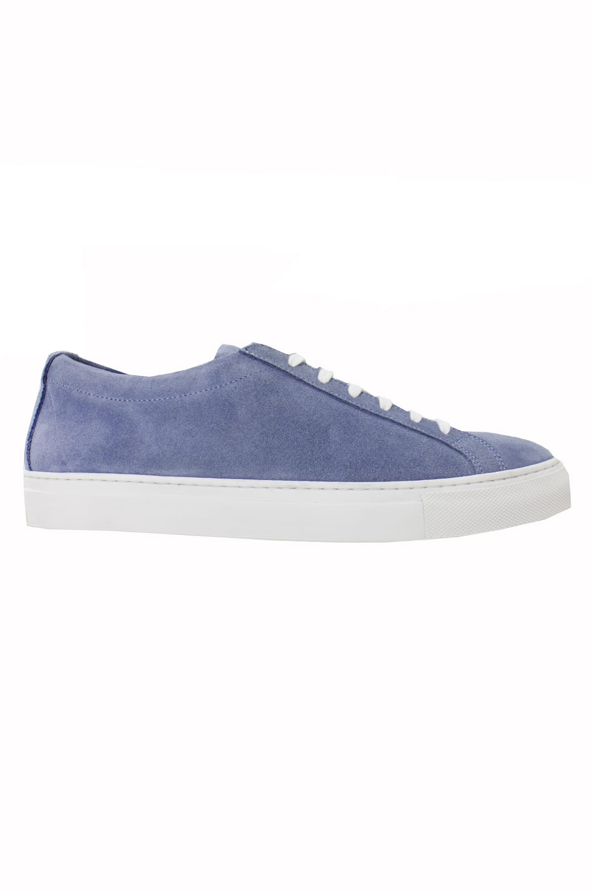 Sneakers uomo celeste in camoscio con suola in gomma bianca made in italy