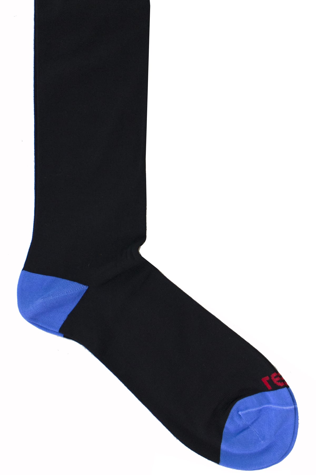 Calzini uomo nero tinta unita con bordino bluette invernali lunghezza ginocchio