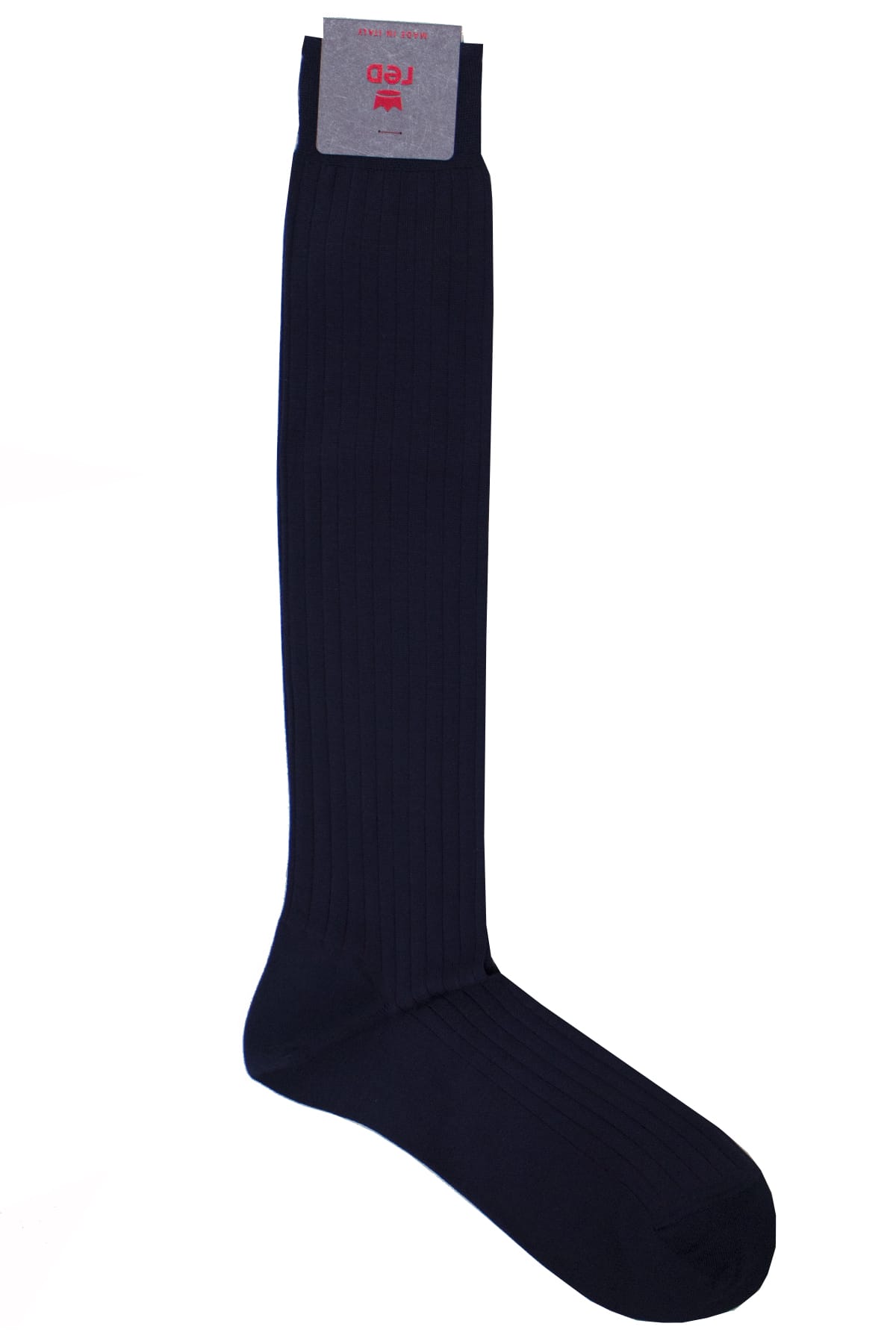 Calzini uomo a coste blu e rubino lunghezza ginocchio made in italy