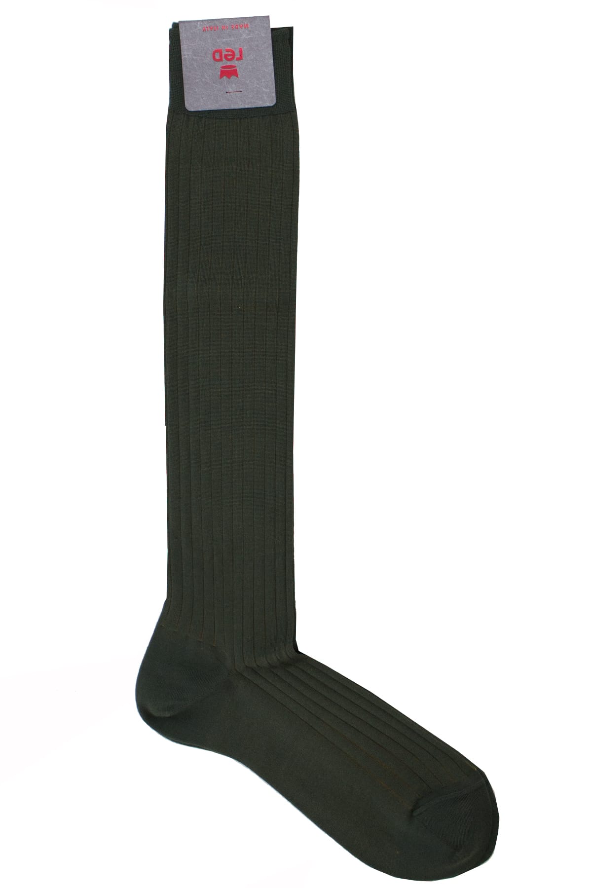 Calzini uomo a coste verde e beige lunghezza ginocchio made in italy