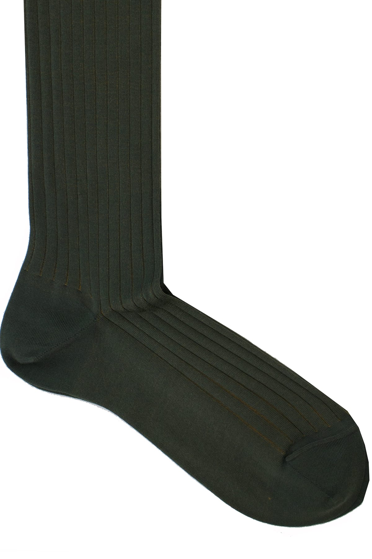 Calzini uomo a coste verde e beige lunghezza ginocchio made in italy