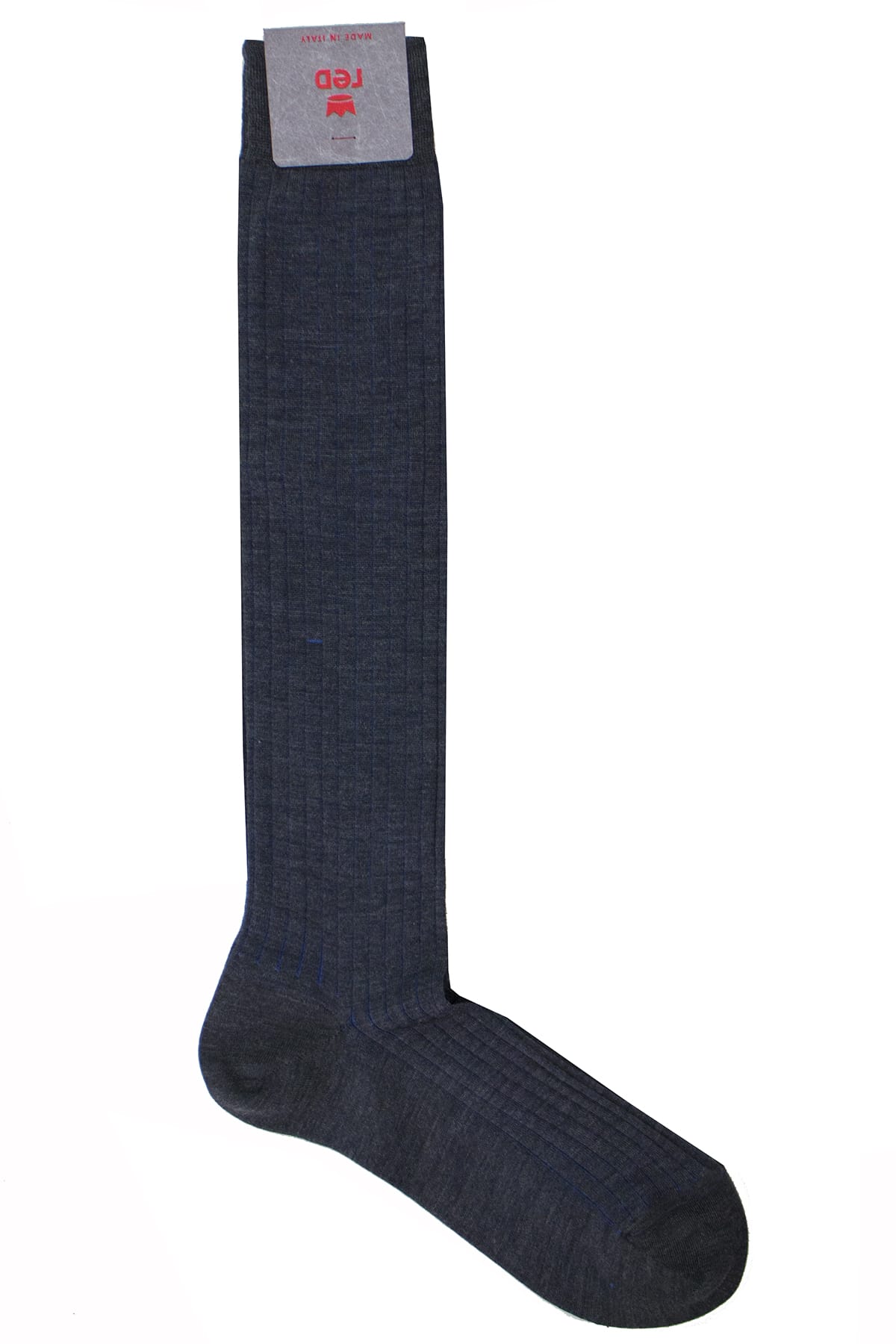 Calzini uomo a coste grigio scuro e bluette lunghezza ginocchio made in italy