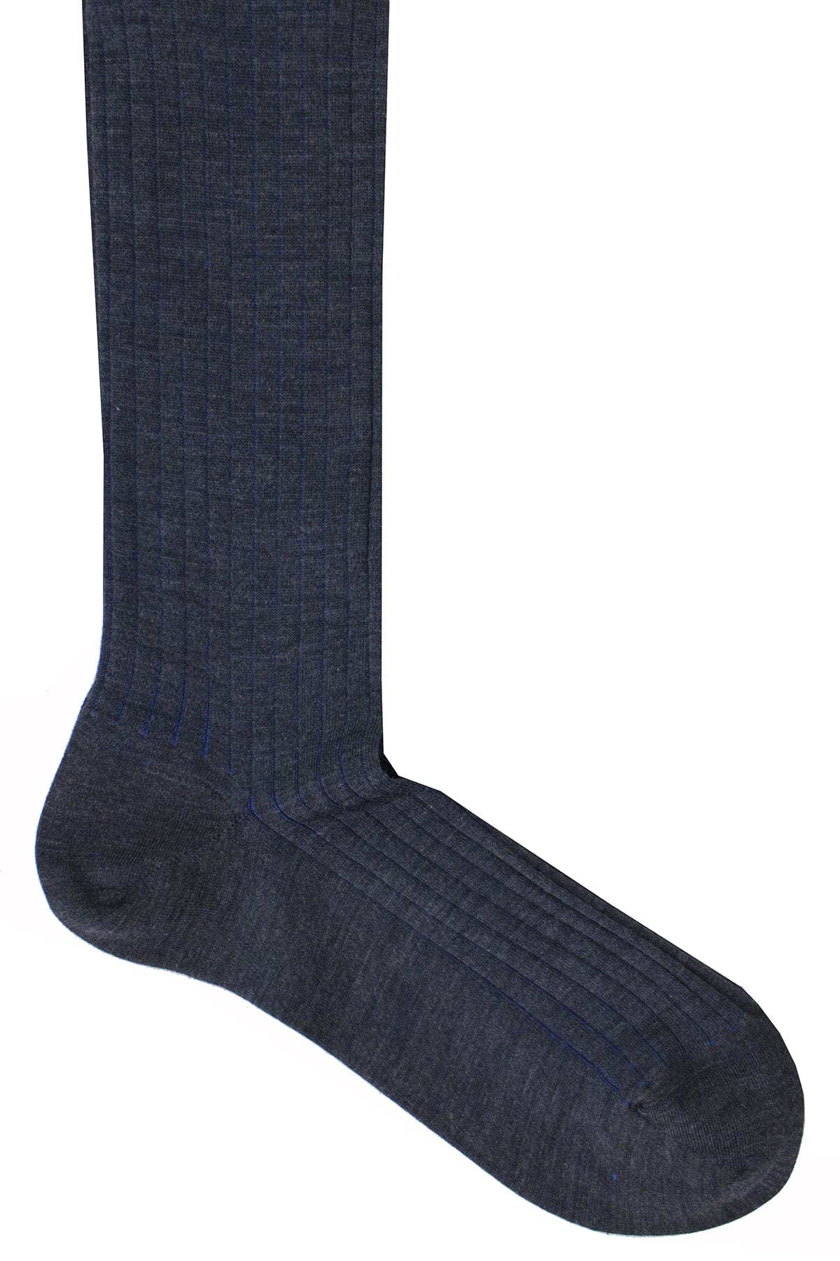 Calzini uomo a coste grigio scuro e bluette lunghezza ginocchio made in italy