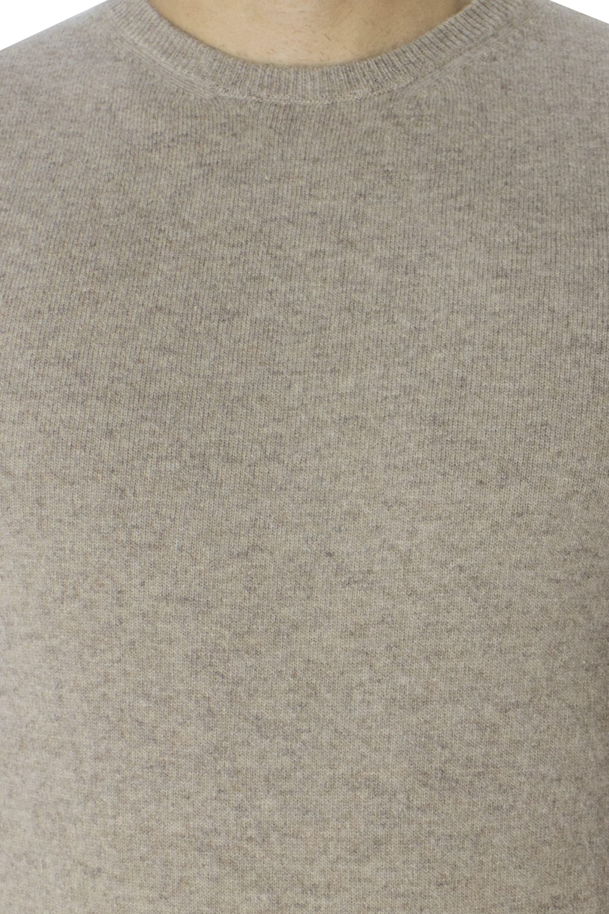 Maglione uomo Girocollo beige in lana 100% slim fit