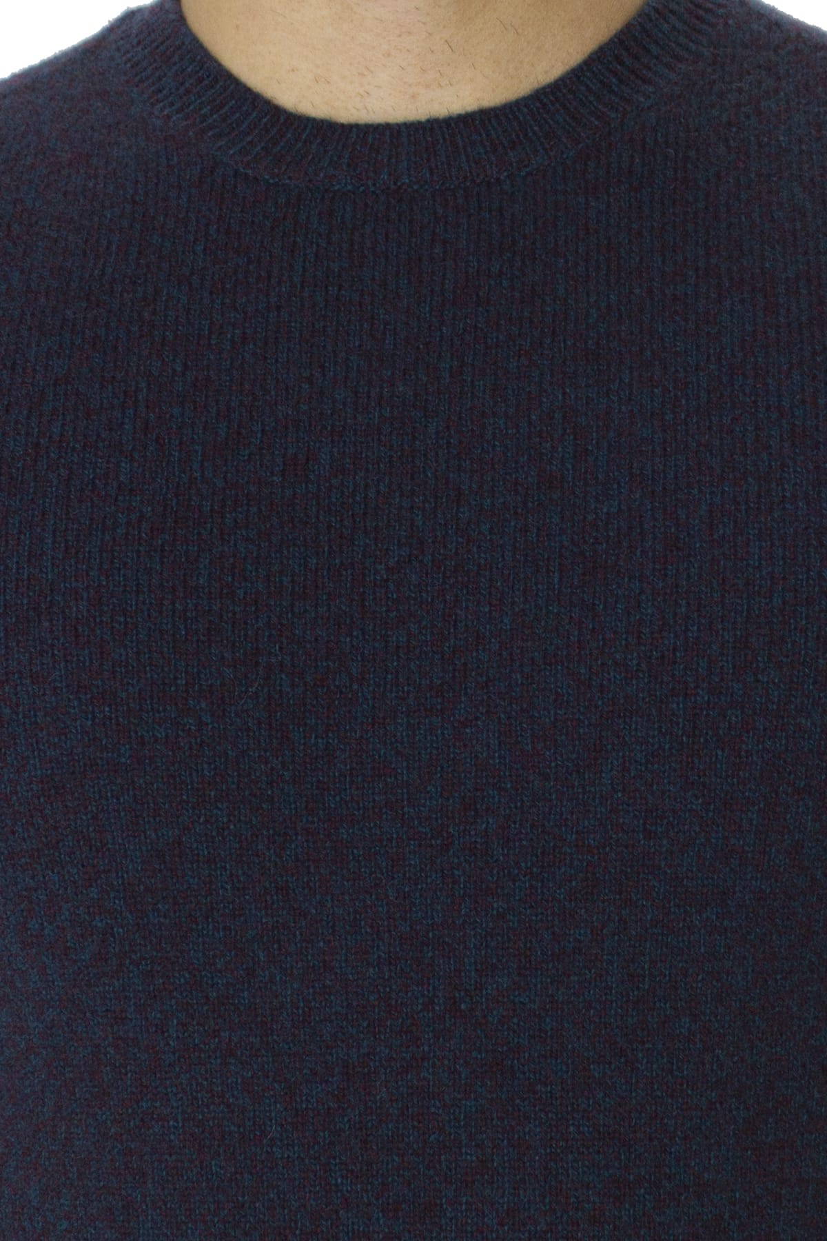 Maglione uomo Girocollo azzurro effetto melange bordeaux in lana 100% slim fit