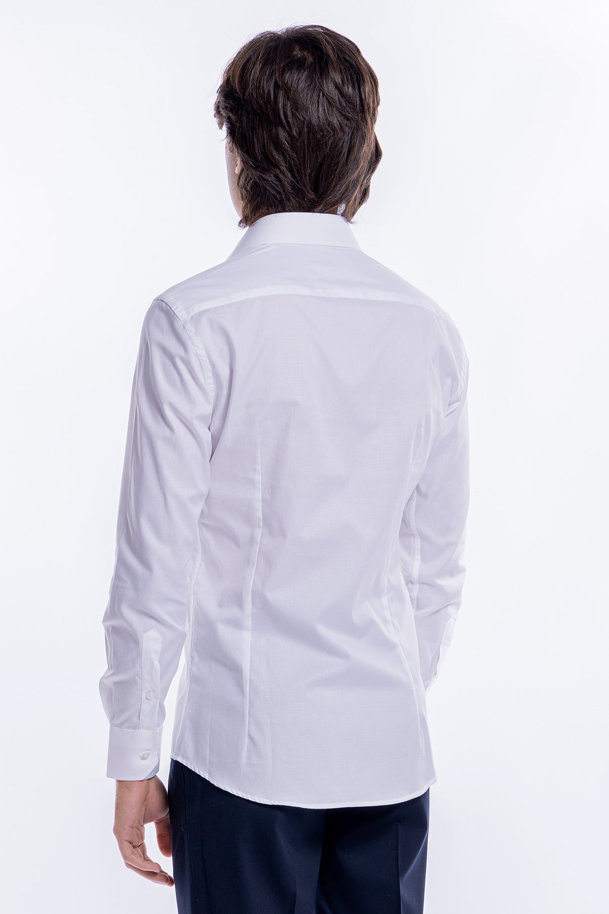 Camicia Uomo bianca nido d'ape slim Fit 100% cotone collo semi francese mileta Tessuti