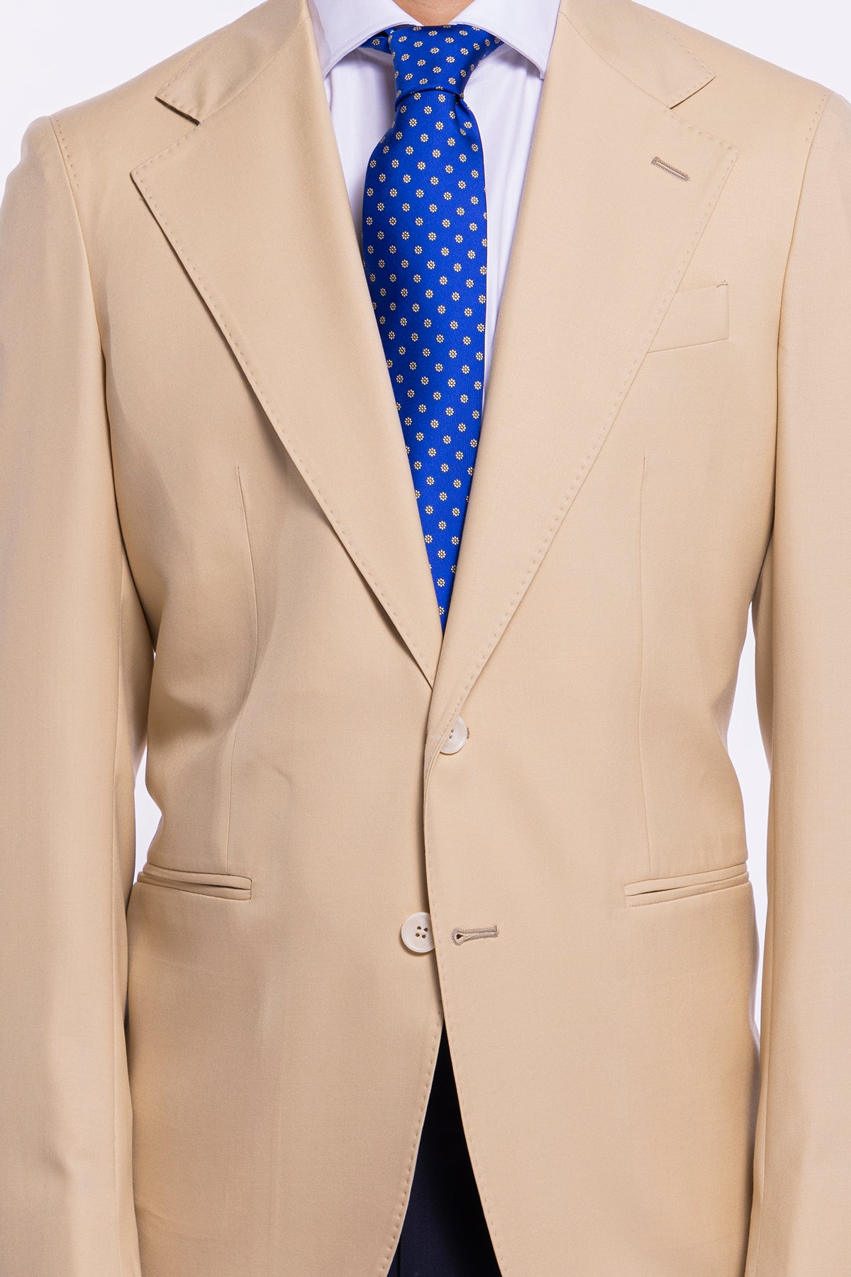 Giacca uomo monopetto Beige fresco lana super 140's Holland & Sherry Rever largo classico