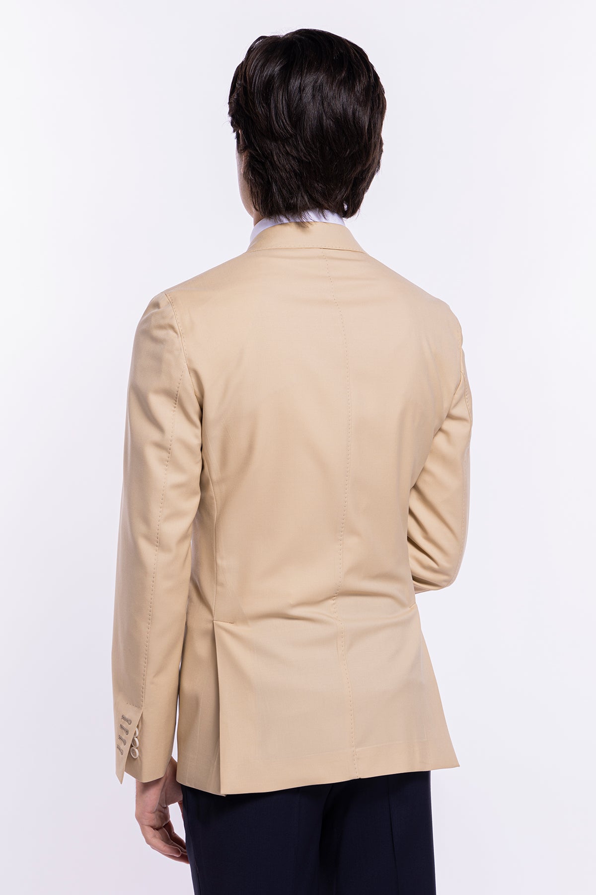 Giacca uomo monopetto Beige fresco lana super 140's Holland & Sherry Rever largo classico