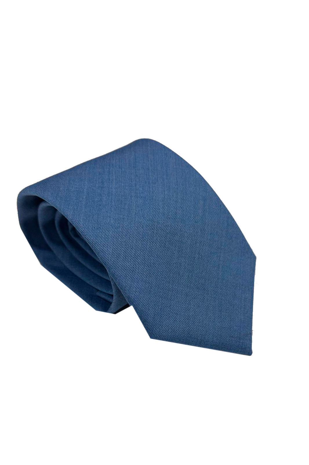 Cravatta uomo denim tinta unita in fresco lana super 130's vitale barberis canonico cucita a mano costruzione 3 piege larghezza 9cm
