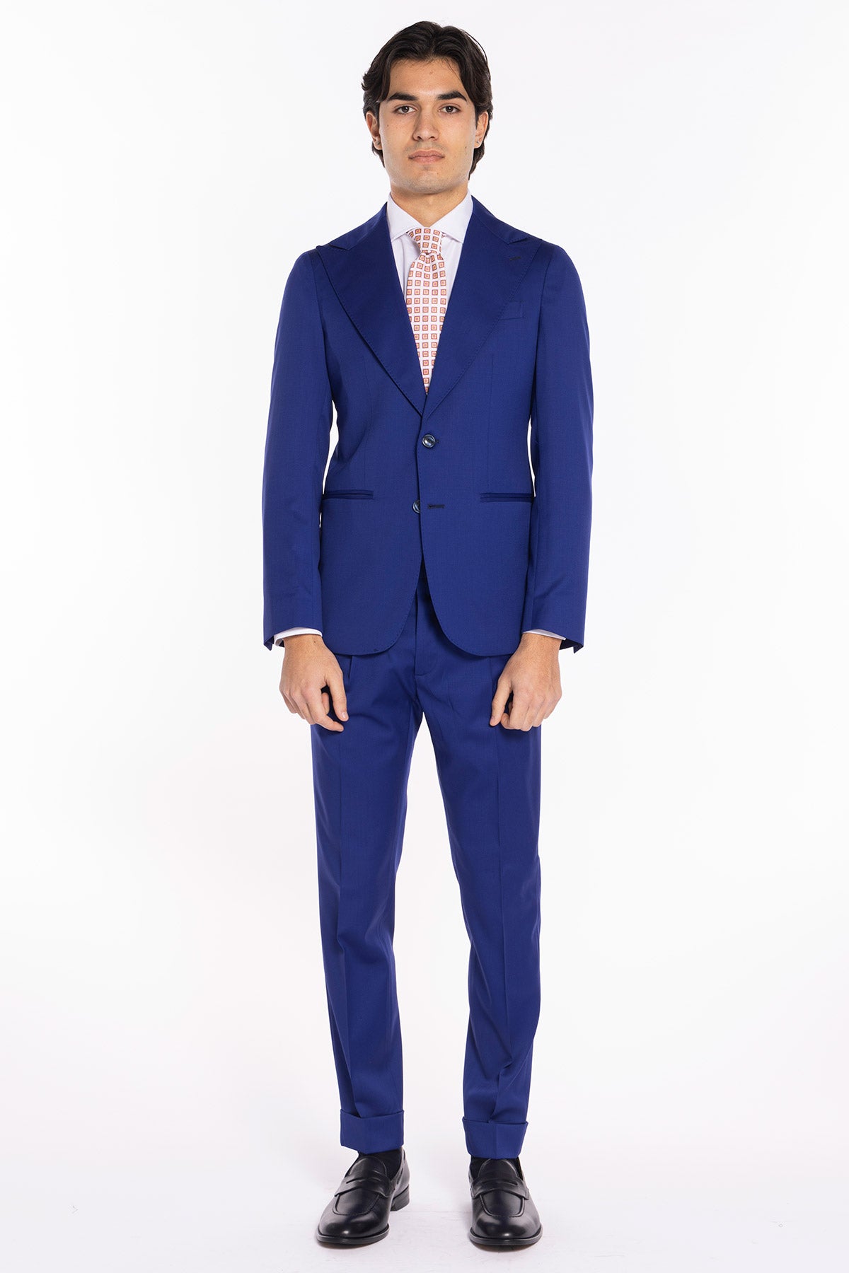 Abito uomo monopetto royal blu fresco lana super 130's Vitale Barberis Canonico Rever a lancia