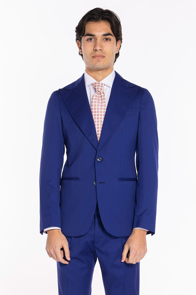 Abito uomo monopetto royal blu fresco lana super 130's Vitale Barberis Canonico Rever a lancia