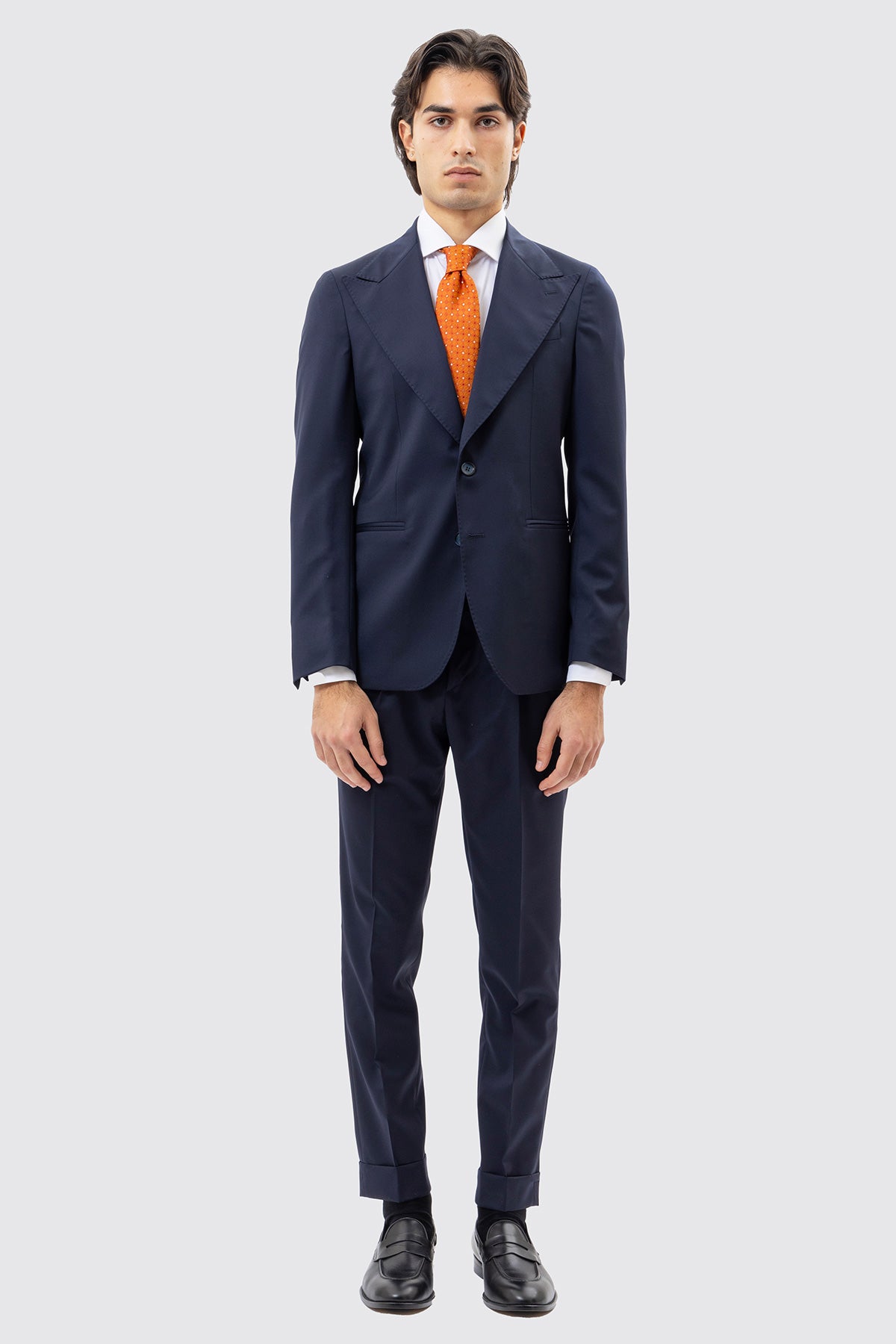 Abito uomo monopetto blu notte fresco lana super 130's Vitale Barberis Canonico Rever largo a lancia
