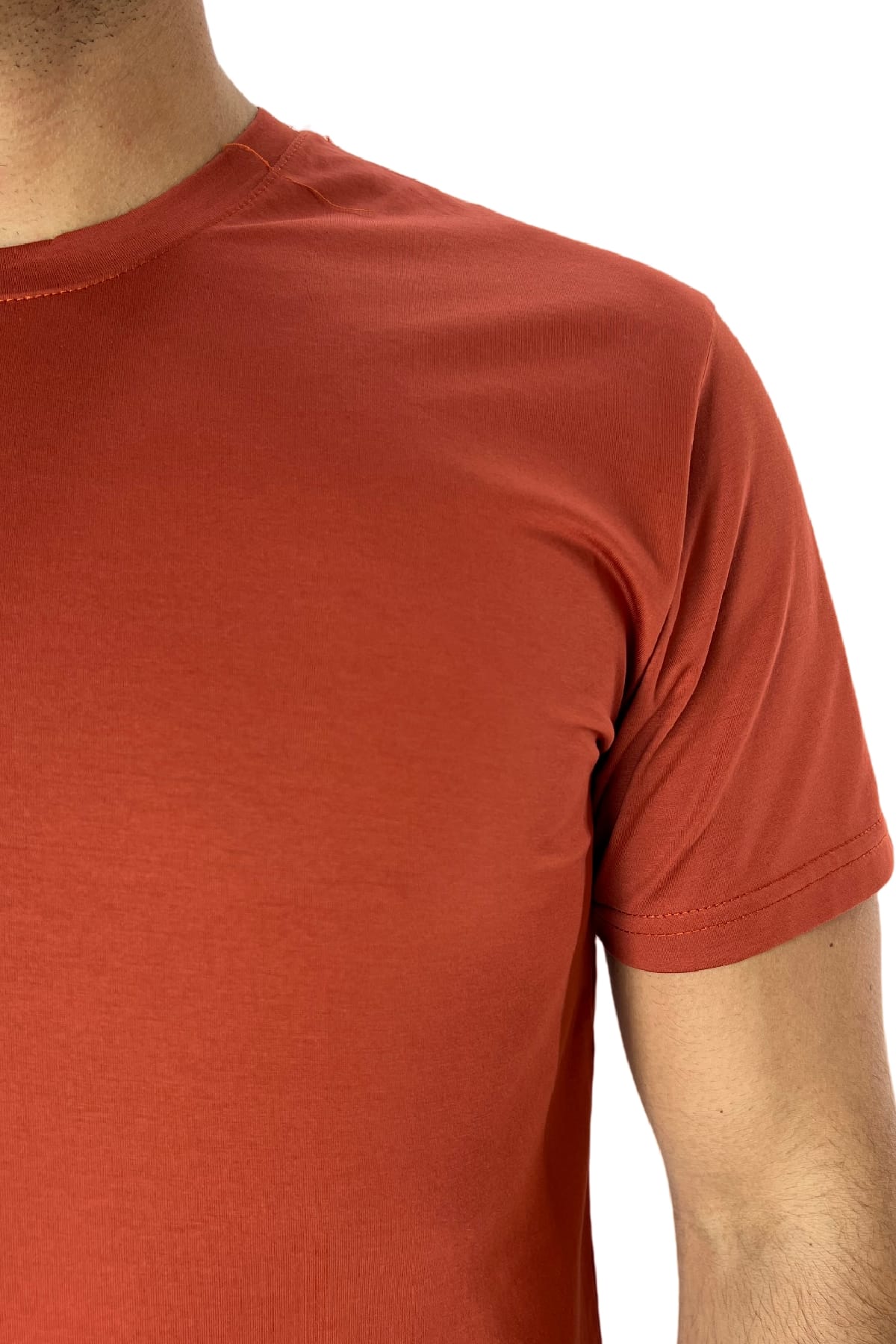 T-shirt da uomo Arancio in cotone 100%  Filo di scozia slim fit tinta unita Made In Italy