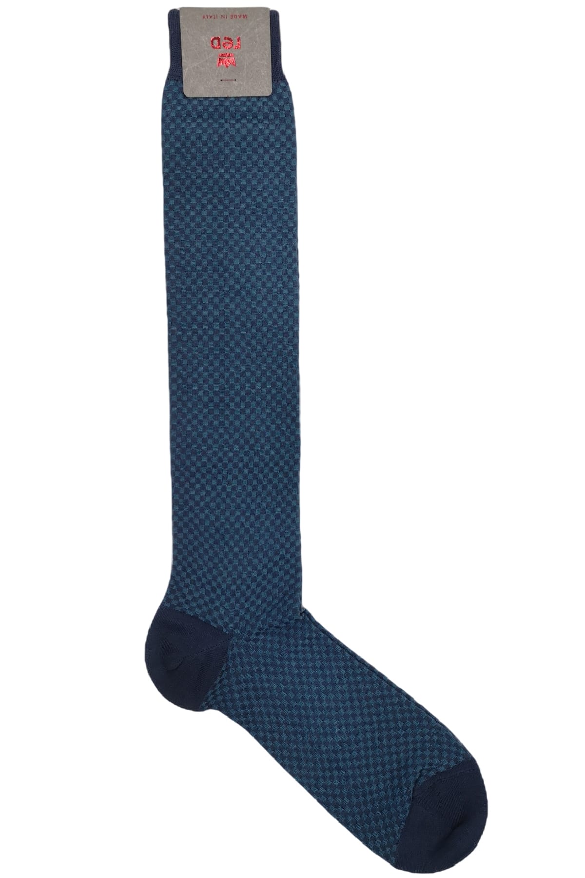 Calzini uomo fantasia Scacchi  in cotone lunghezza ginocchio made in italy
