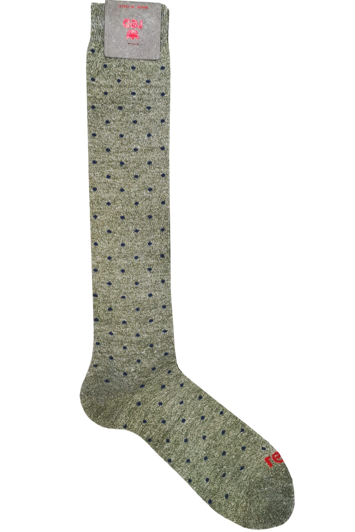 Calzini uomo blu fantasia pois in cotone e lino lunghezza ginocchio made in italy