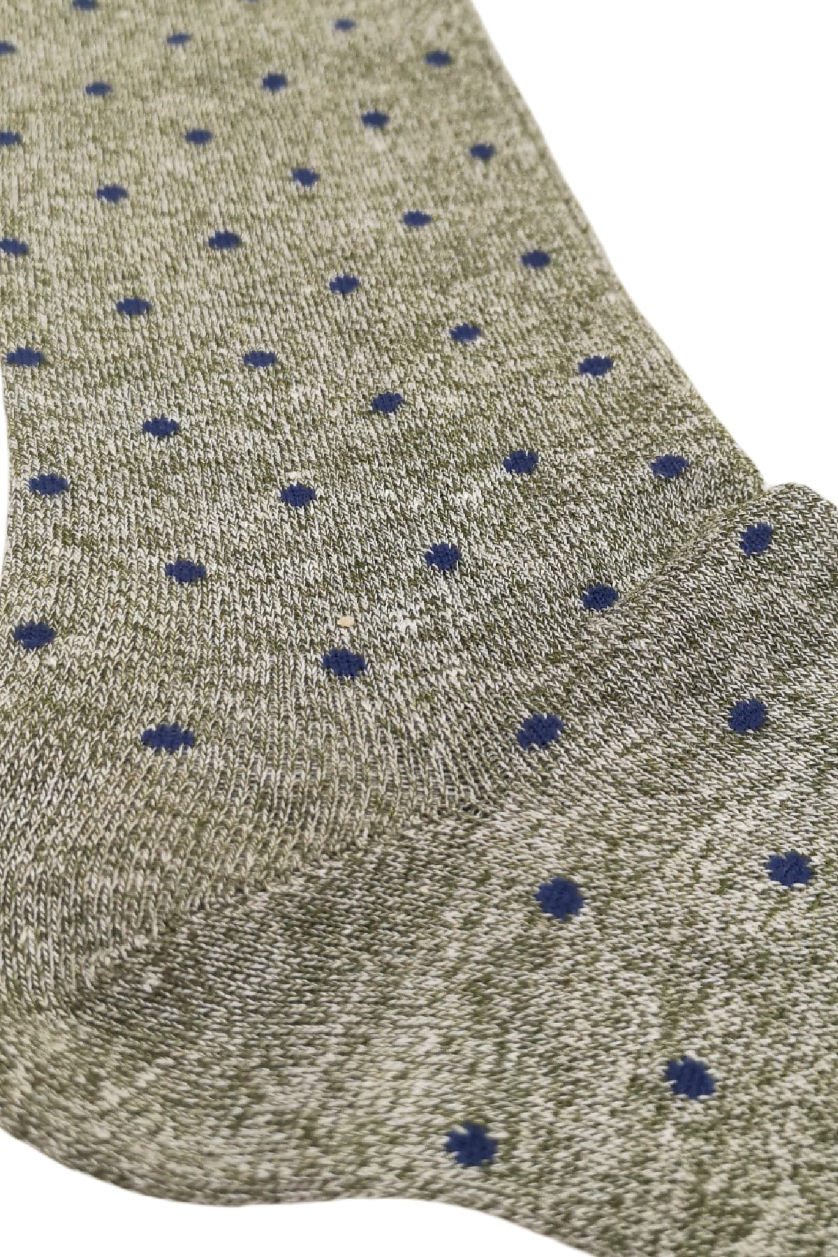Calzini uomo blu fantasia pois in cotone e lino lunghezza ginocchio made in italy