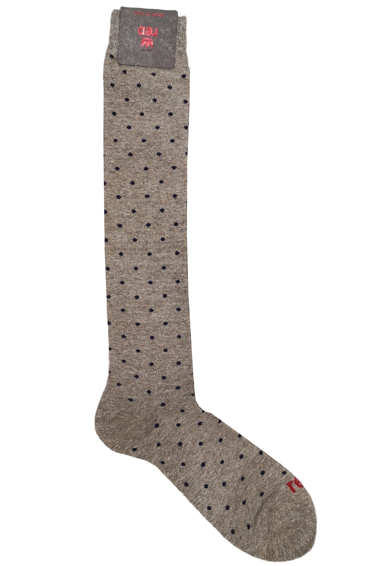 Calzini uomo blu fantasia pois in cotone e lino lunghezza ginocchio made in italy
