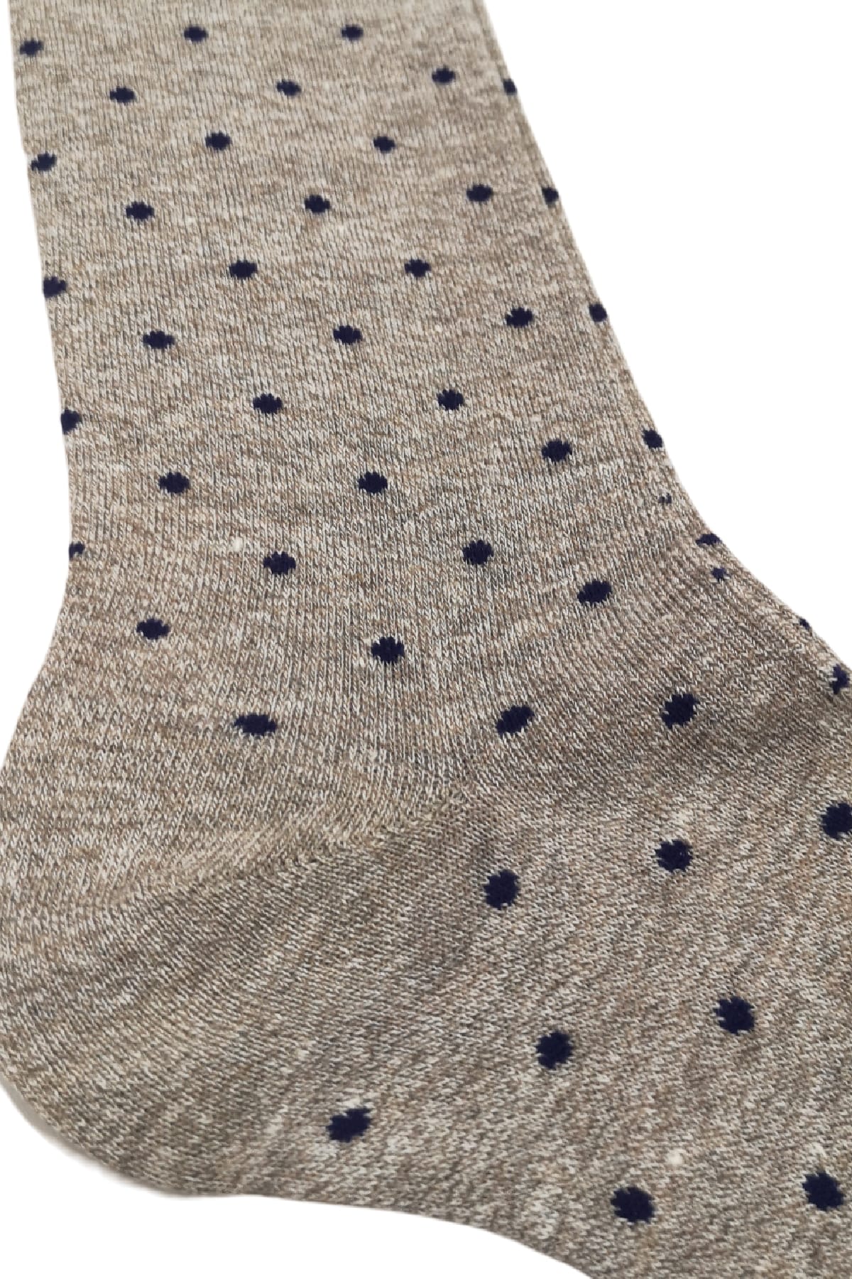 Calzini uomo blu fantasia pois in cotone e lino lunghezza ginocchio made in italy