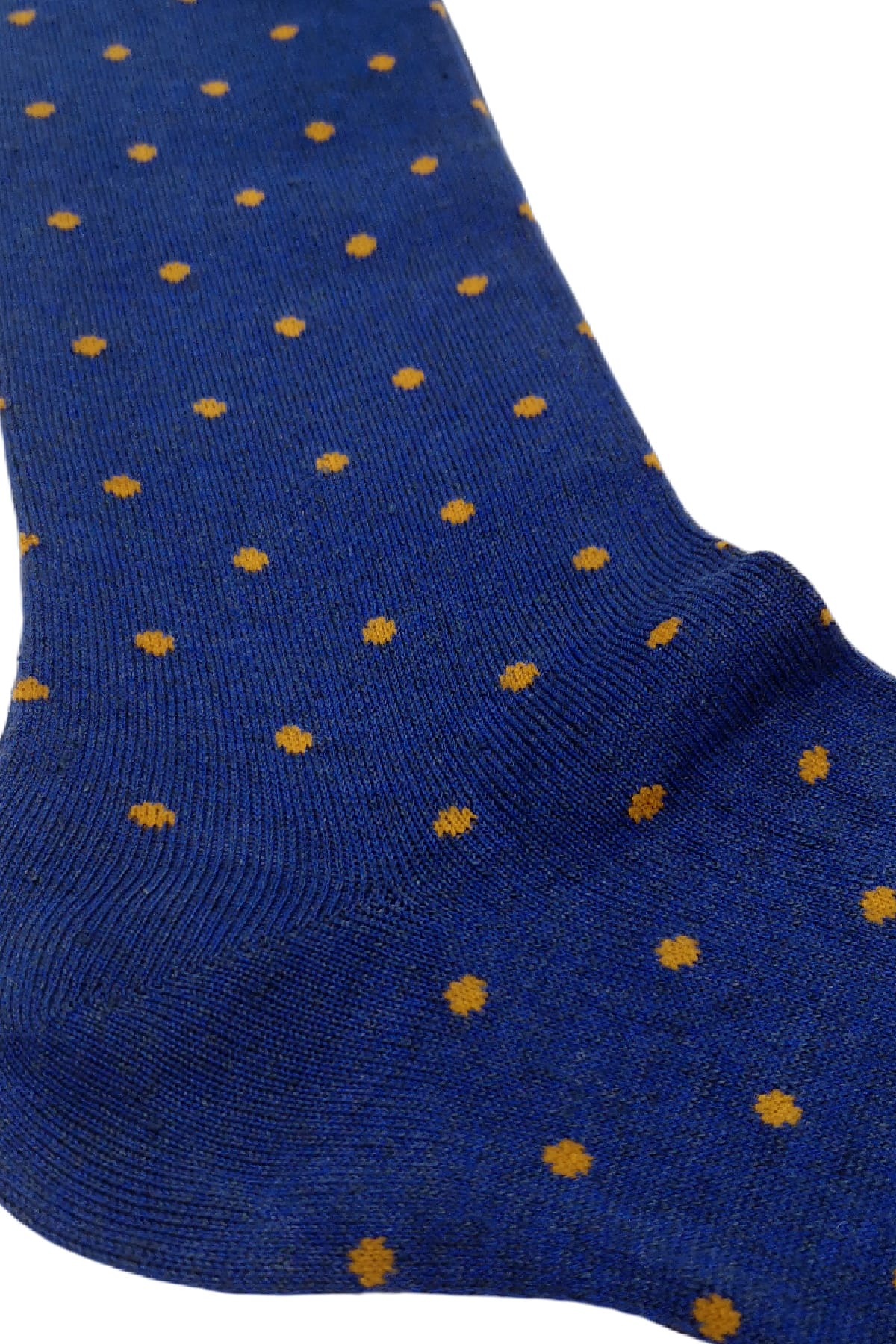 Calzini uomo blu fantasia pois in cotone e lino lunghezza ginocchio made in italy