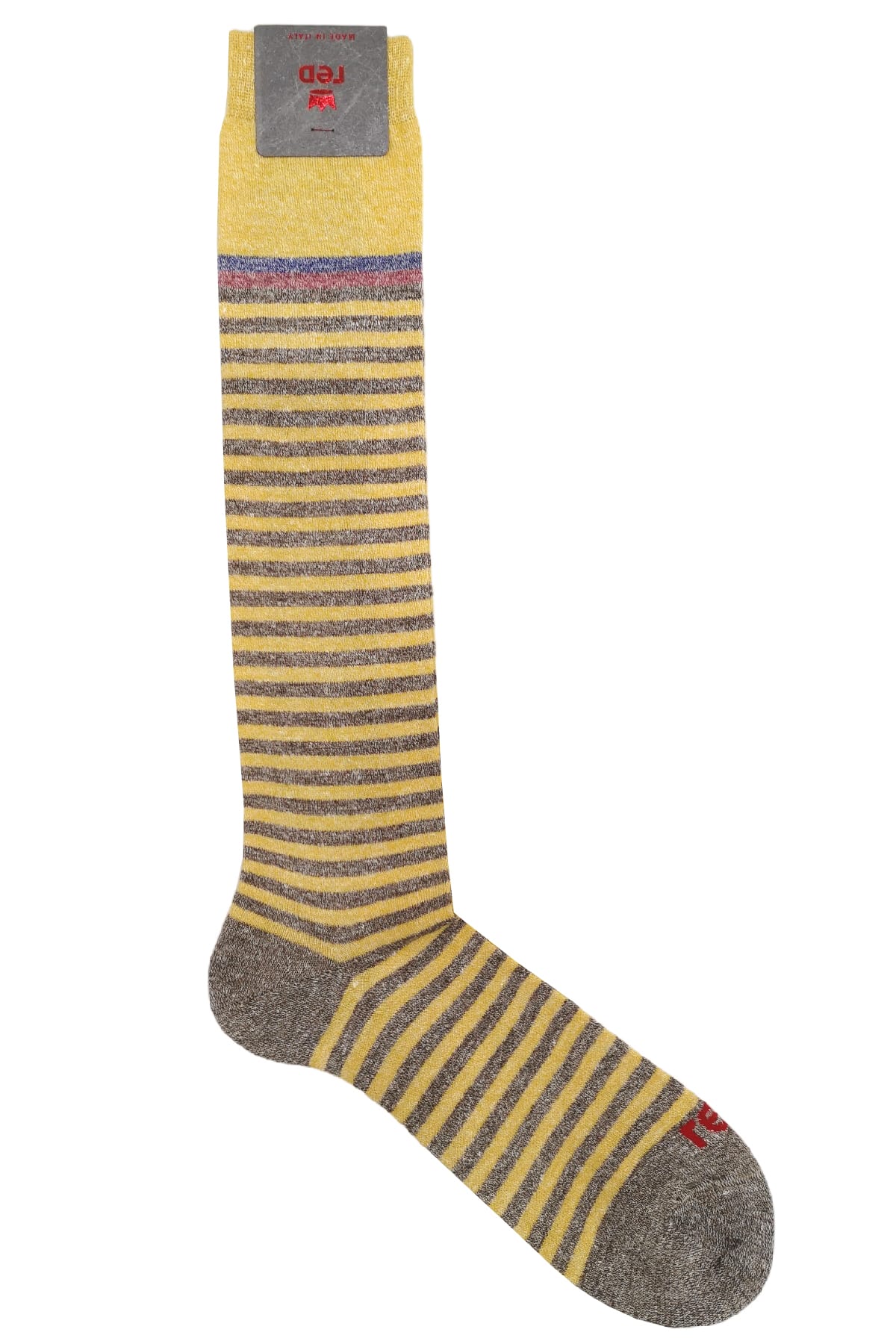 Calzini uomo a righe marine lino cotone lunghezza ginocchio made in italy