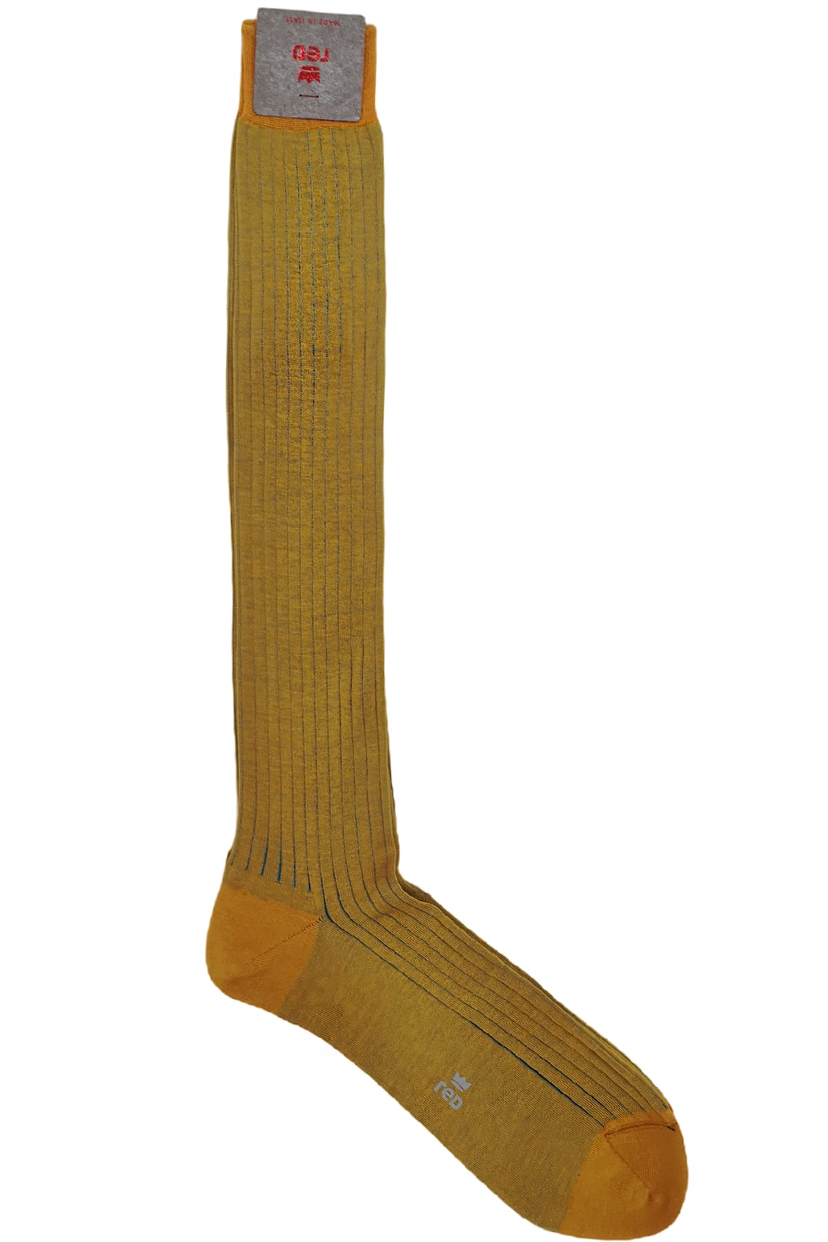 Calzini uomo a costa colore in contrasto in cotone lunghezza ginocchio made in italy