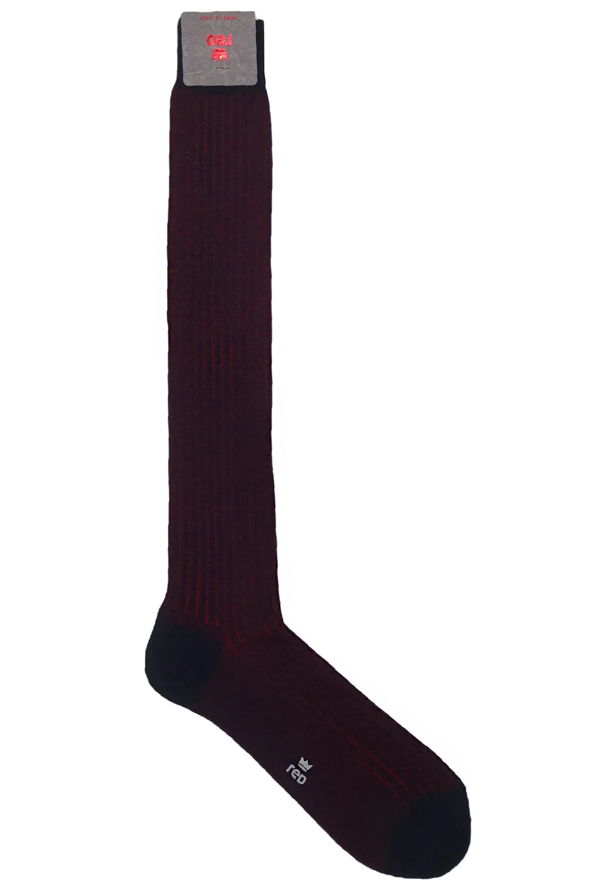 Calzini uomo a costa colore in contrasto in cotone lunghezza ginocchio made in italy