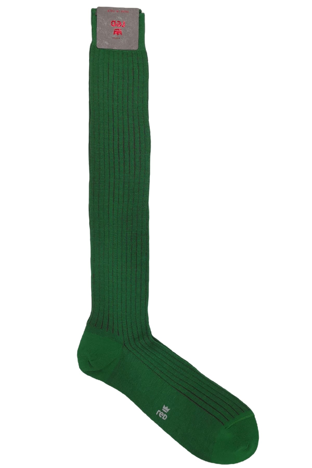 Calzini uomo a costa colore in contrasto in cotone lunghezza ginocchio made in italy