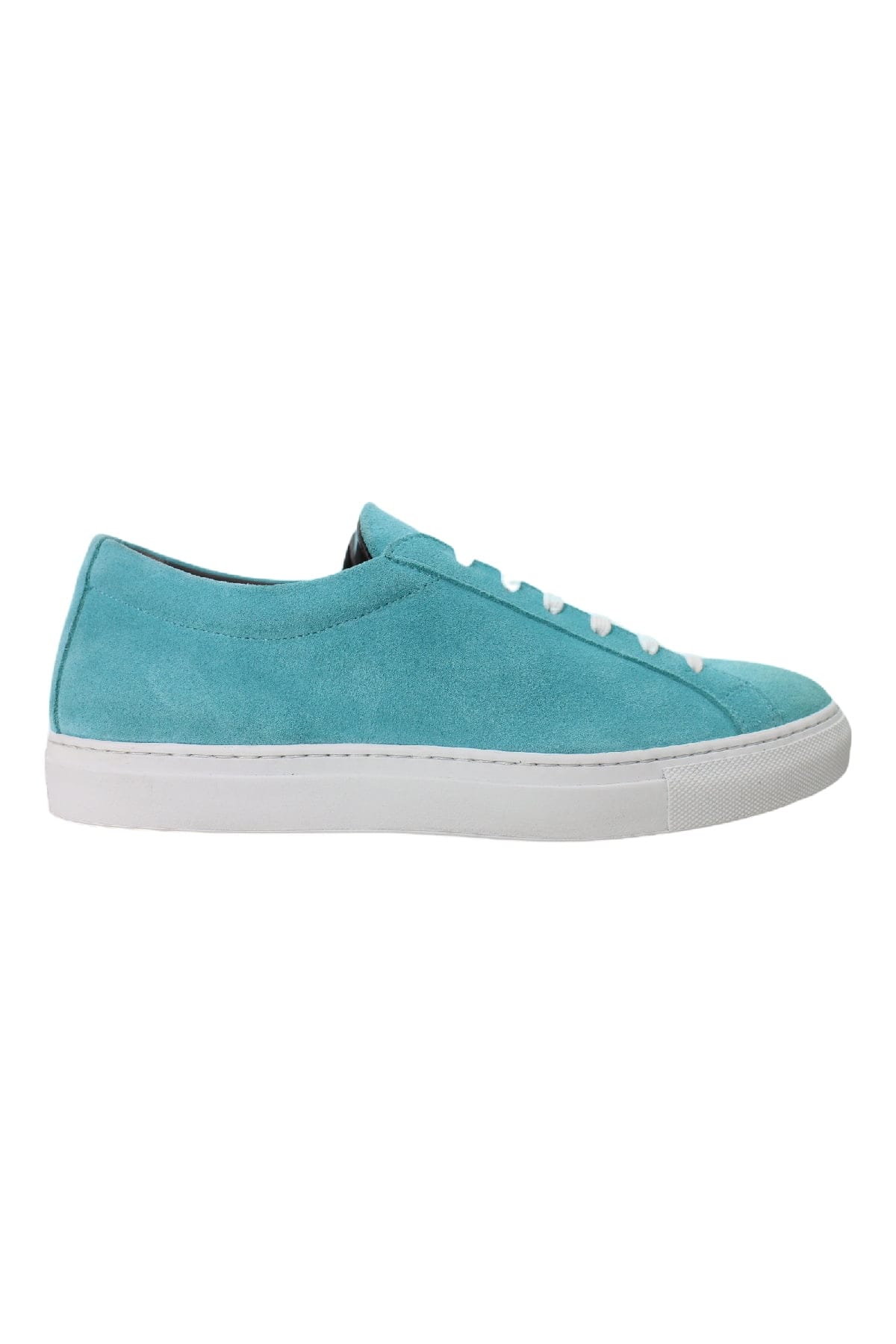 Sneakers uomo color tiffany in camoscio con suola in gomma bianca made in italy