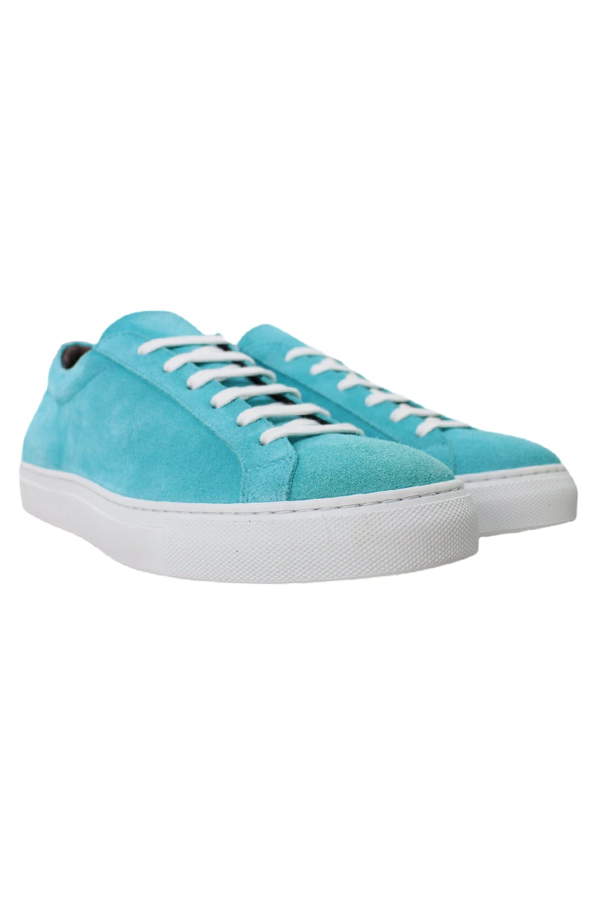 Sneakers uomo color tiffany in camoscio con suola in gomma bianca made in italy