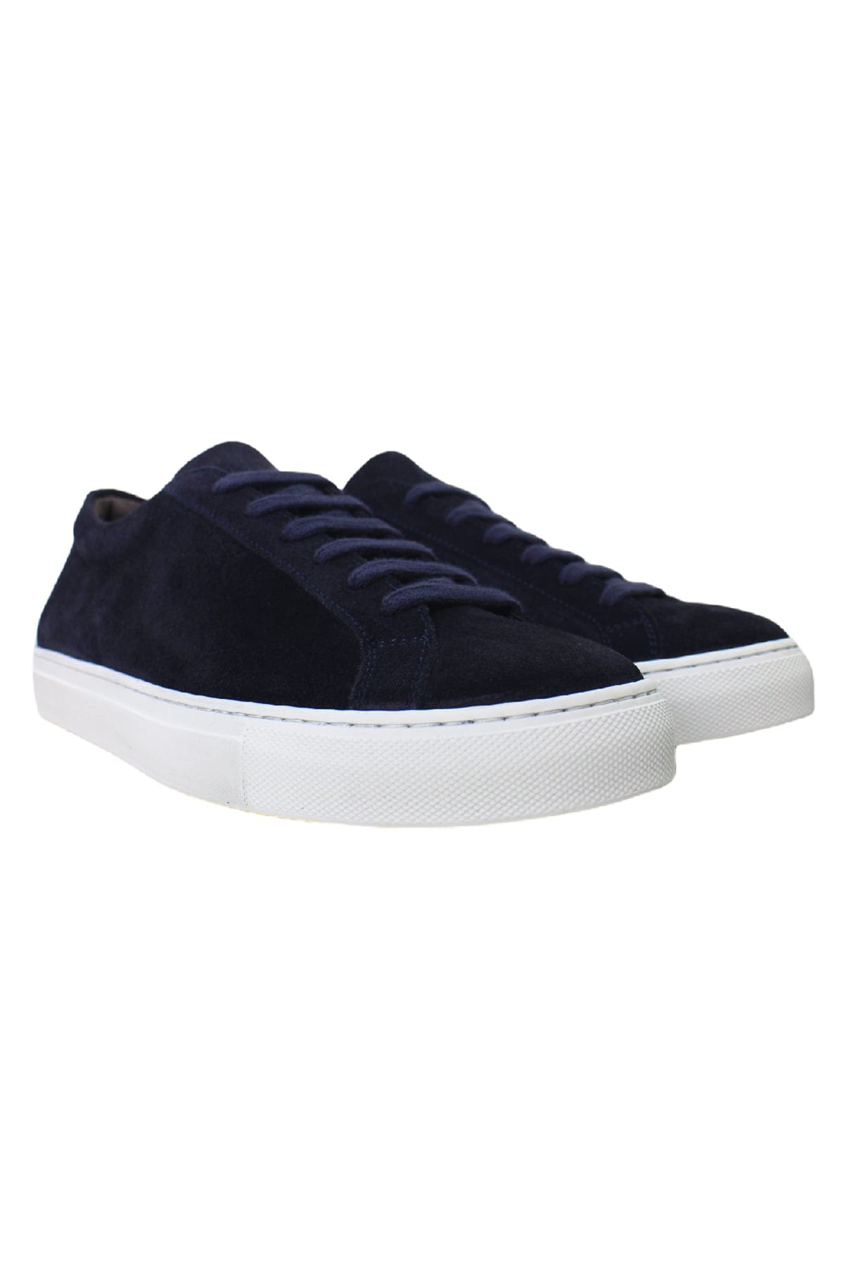 Sneakers uomo navy blu in camoscio con suola in gomma bianca made in italy