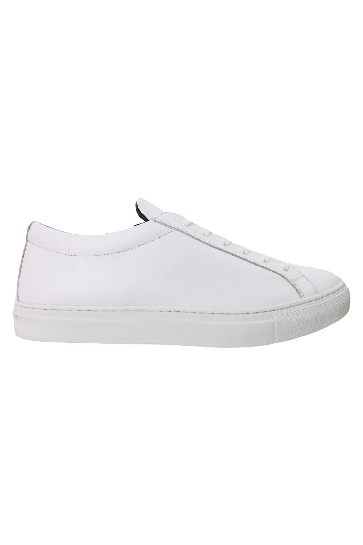 Sneakers uomo bianche in vera pelle con suola in gomma bianca made in italy