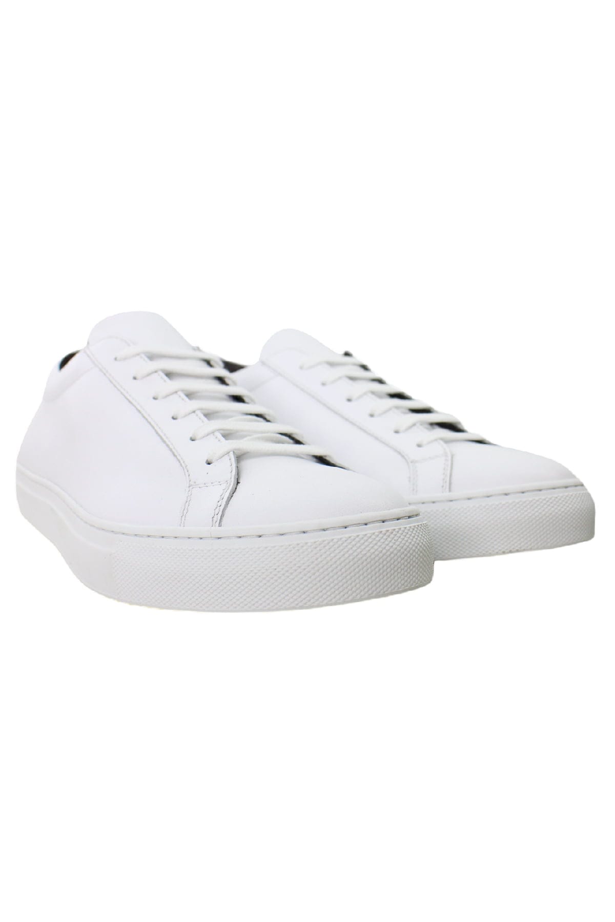 Sneakers uomo bianche in vera pelle con suola in gomma bianca made in italy