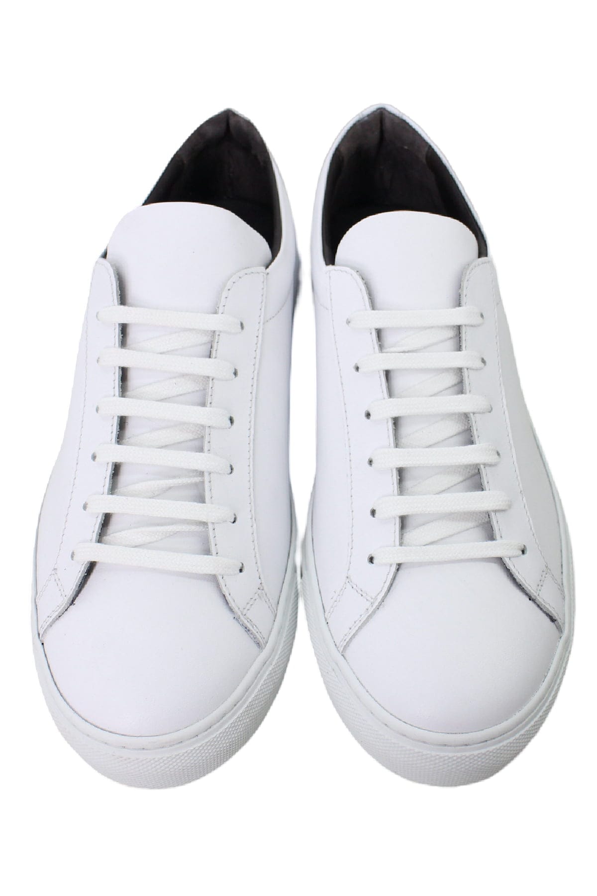 Sneakers uomo bianche in vera pelle con suola in gomma bianca made in italy