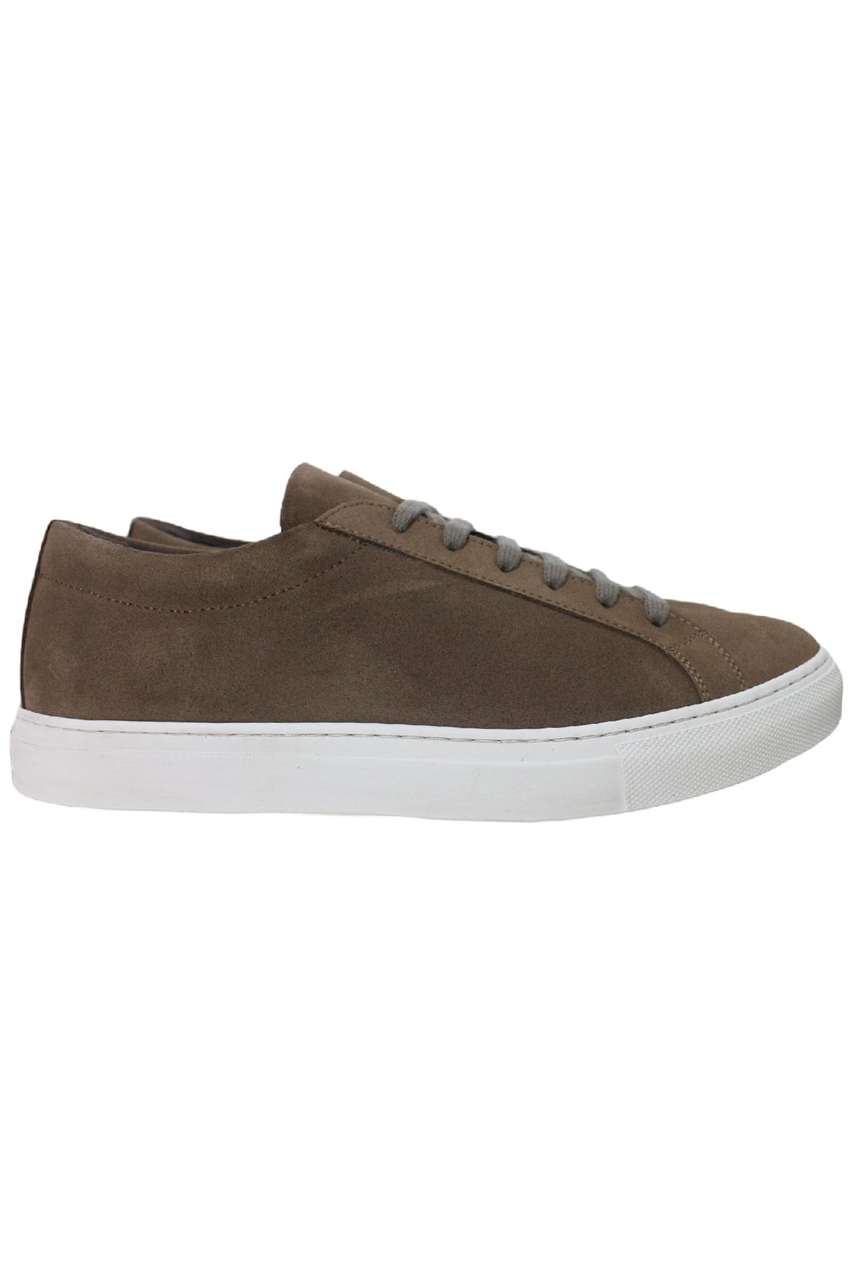Sneakers uomo marrone in camoscio con suola in gomma bianca made in italy