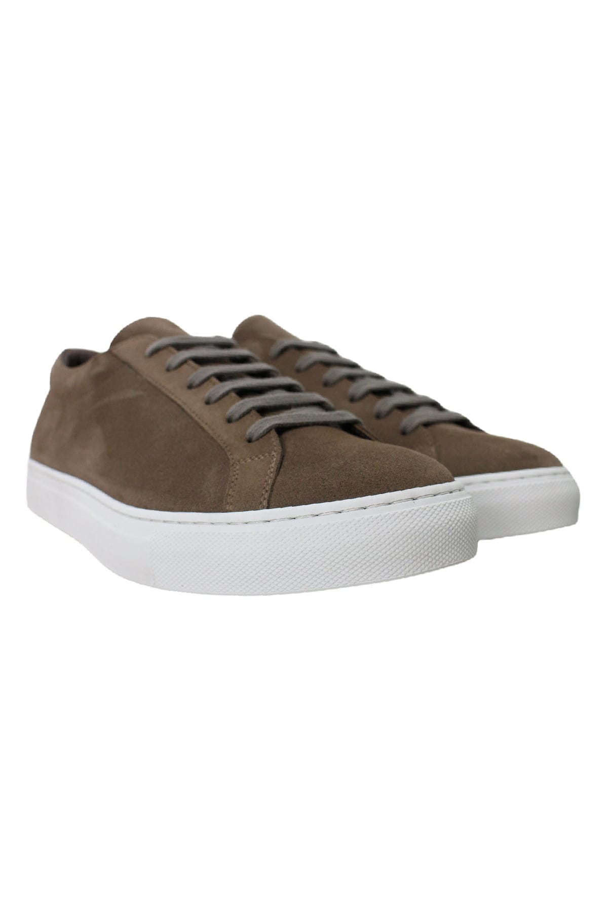 Sneakers uomo marrone in camoscio con suola in gomma bianca made in italy