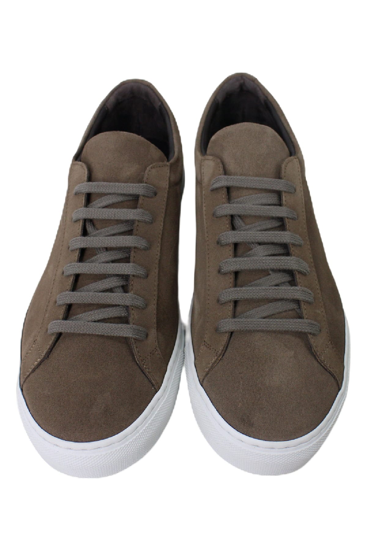 Sneakers uomo marrone in camoscio con suola in gomma bianca made in italy