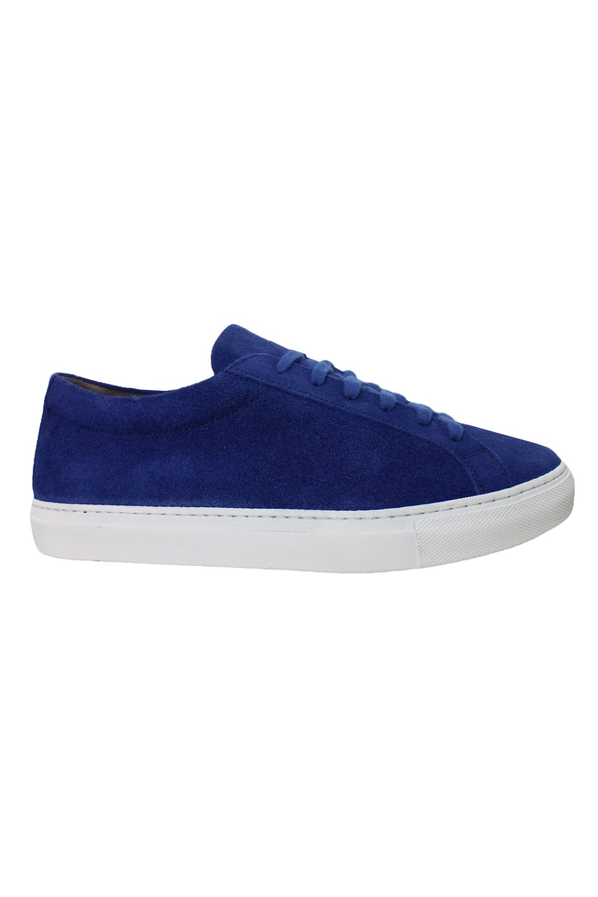 Sneakers uomo royal blu in camoscio con suola in gomma bianca made in italy