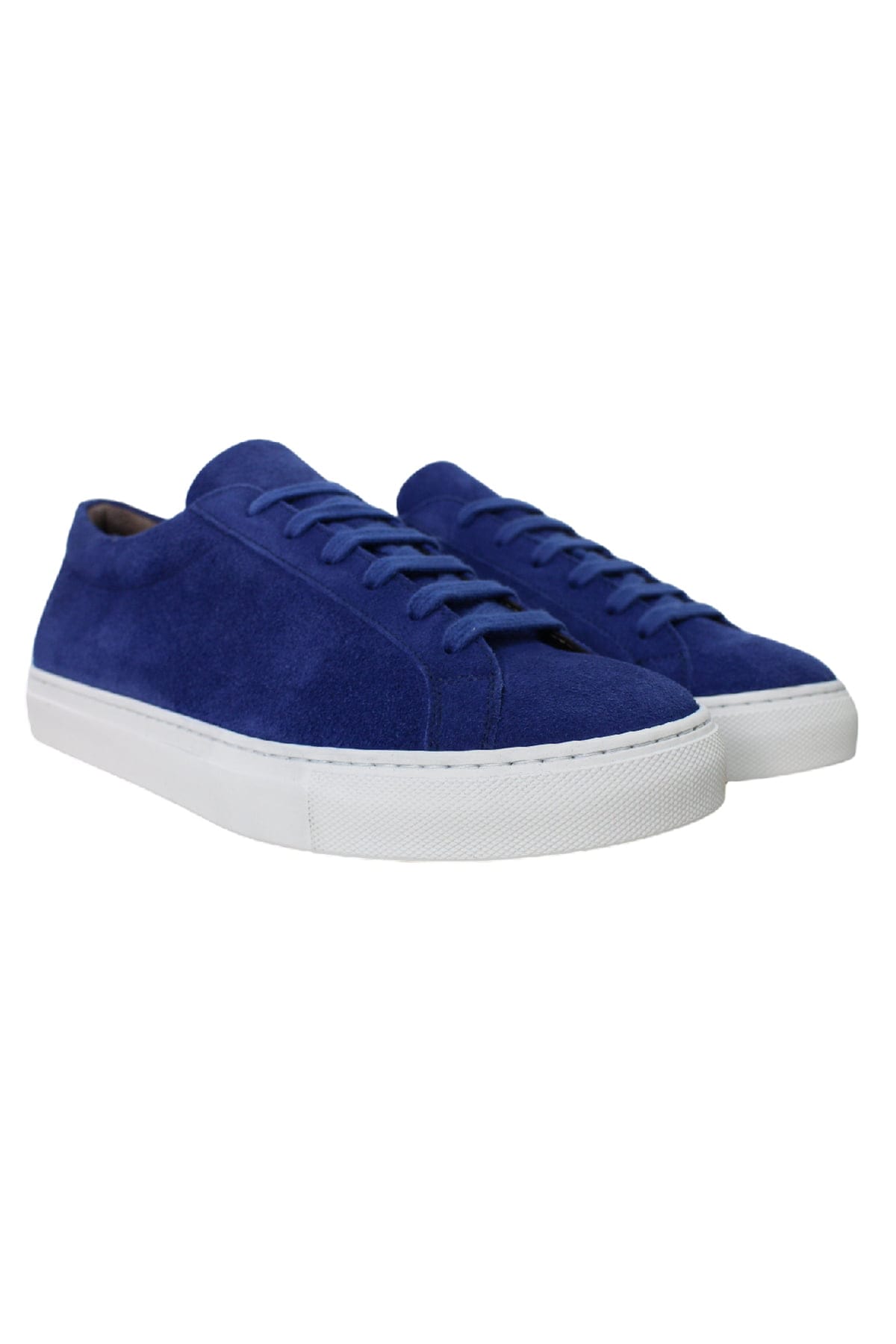Sneakers uomo royal blu in camoscio con suola in gomma bianca made in italy