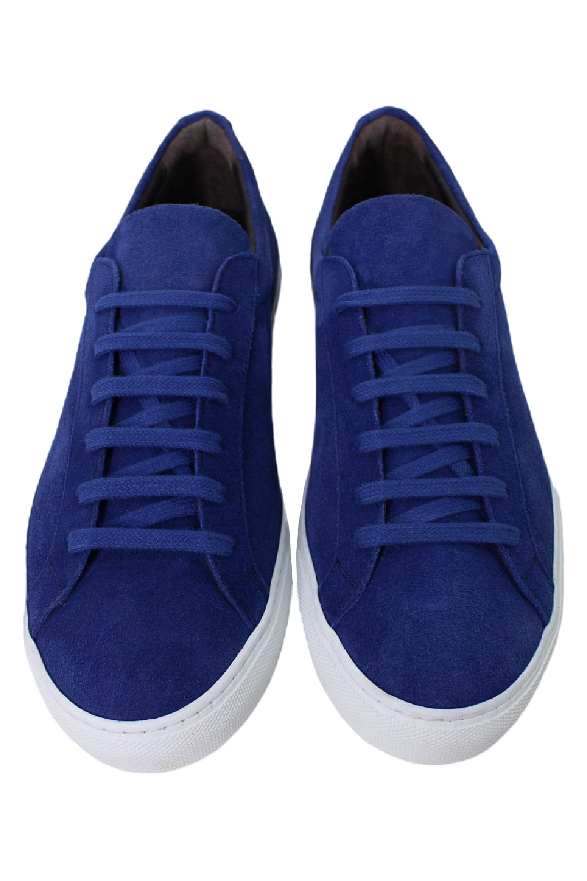 Sneakers uomo royal blu in camoscio con suola in gomma bianca made in italy